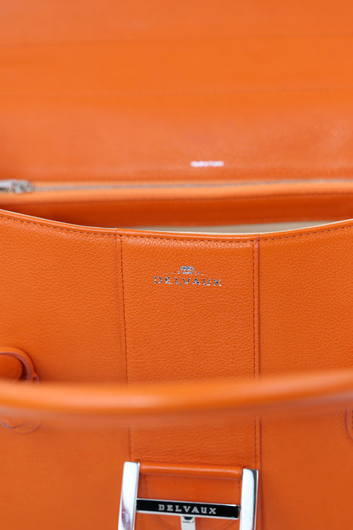 Delvaux Orange Brillant Double Poignée Shoulder Bag