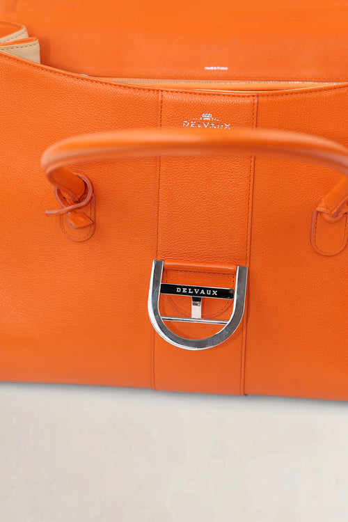 Delvaux Orange Brillant Double Poignée Shoulder Bag