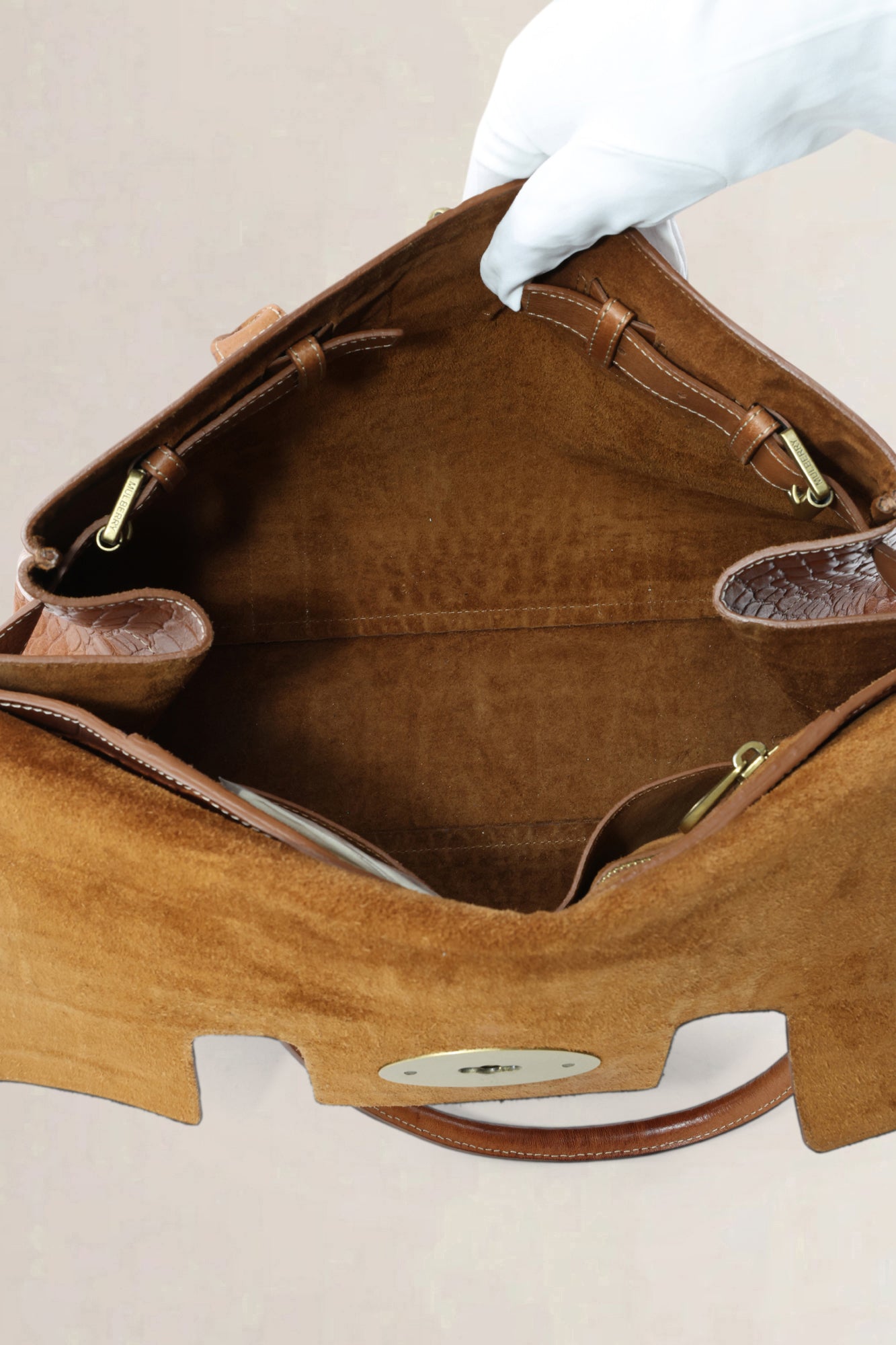 Mulberry Bayswater brown croco-embossed — preloved