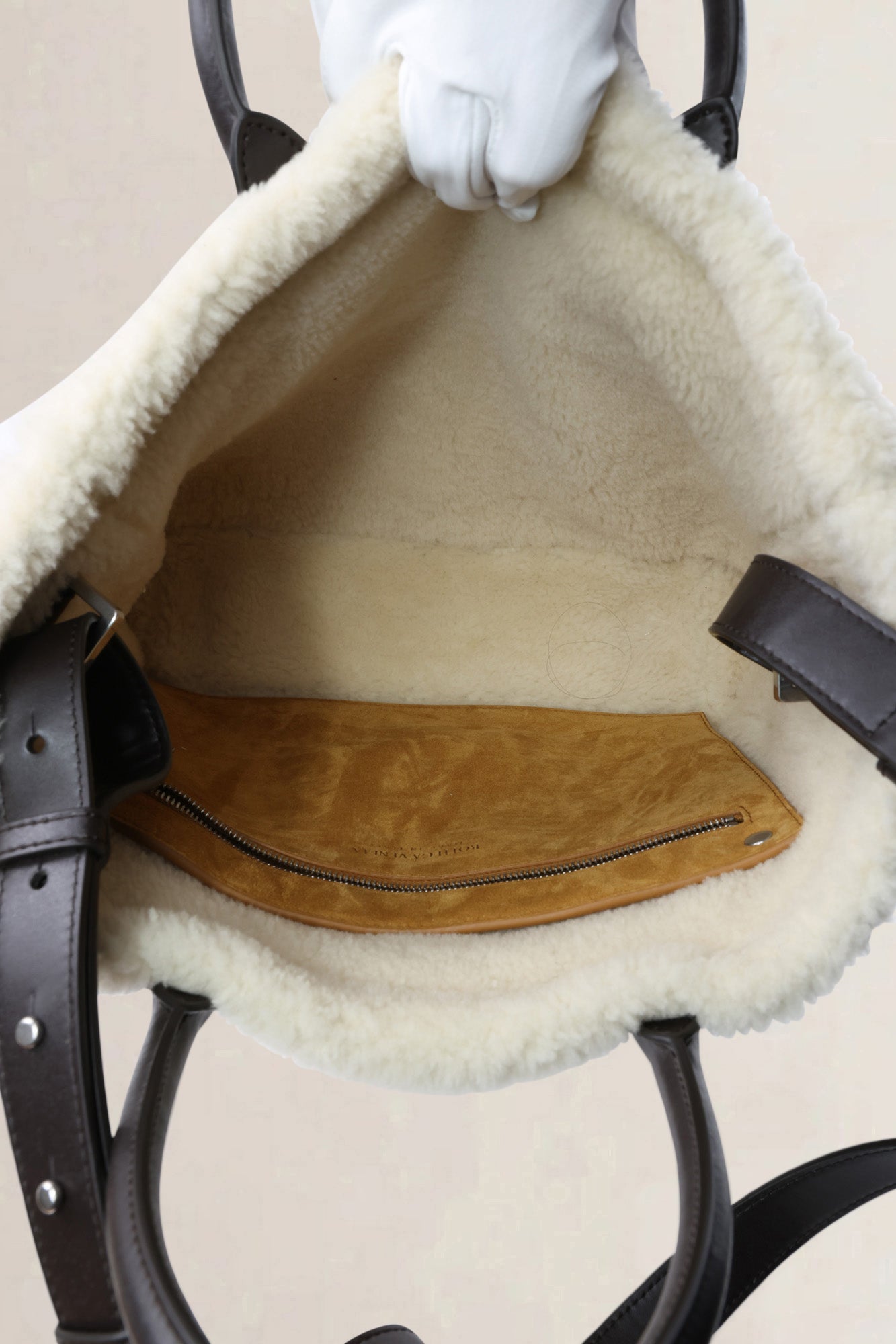 Bottega Veneta Camel Suede Small Arco Tote Bag
