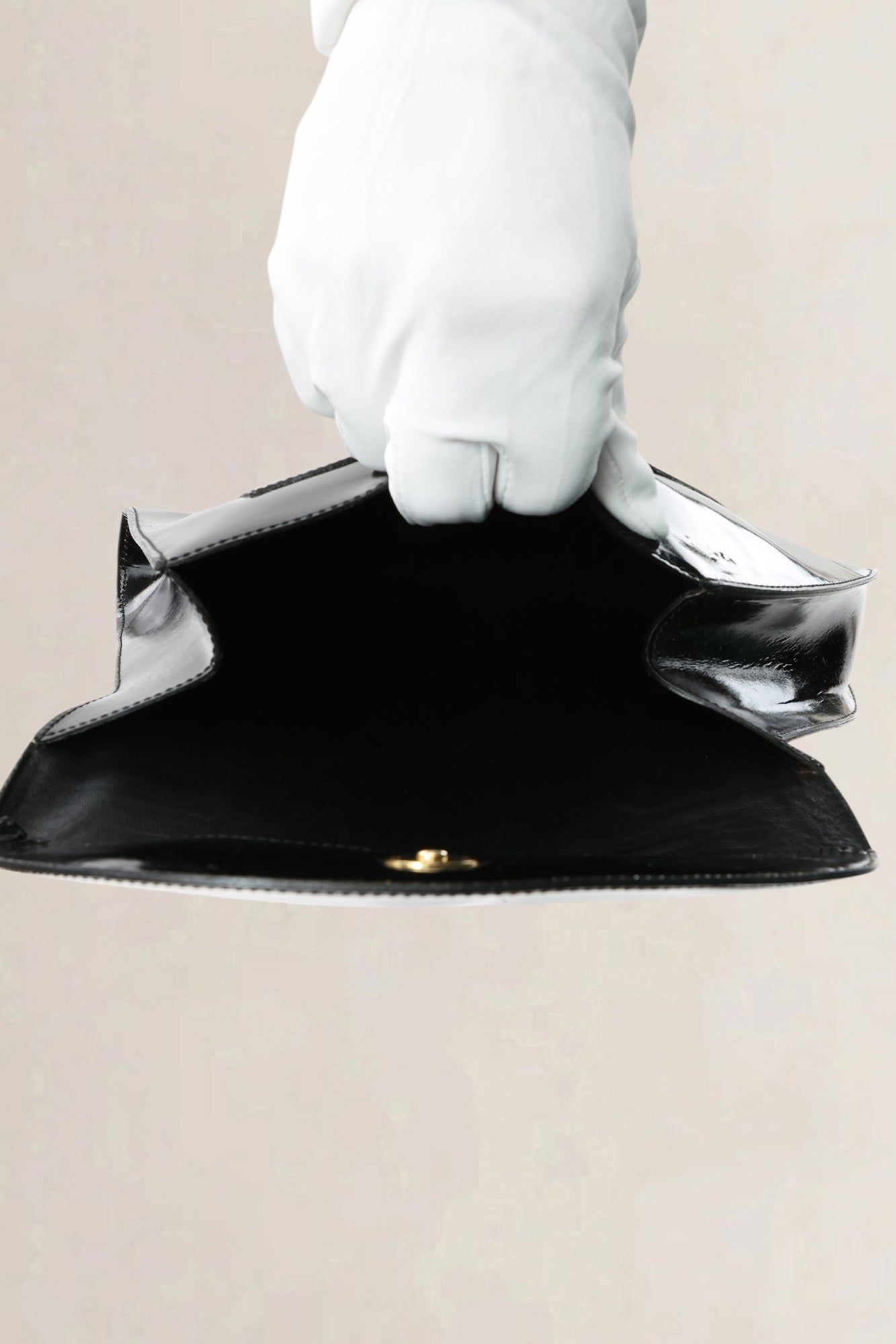 Delvaux Black Patent Clutch — preloved