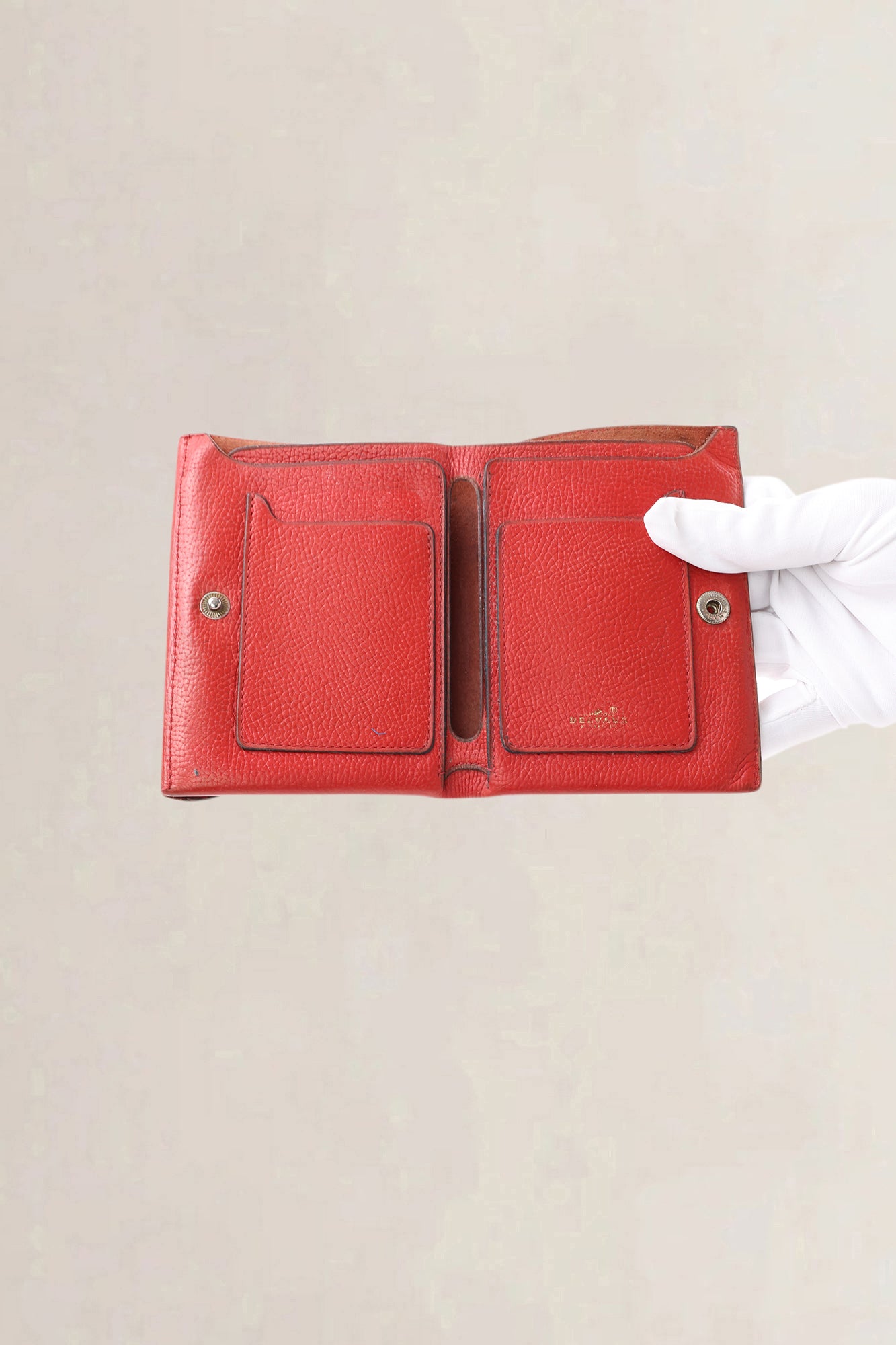 Delvaux Dark Red Diabolo MM Trifold — preloved