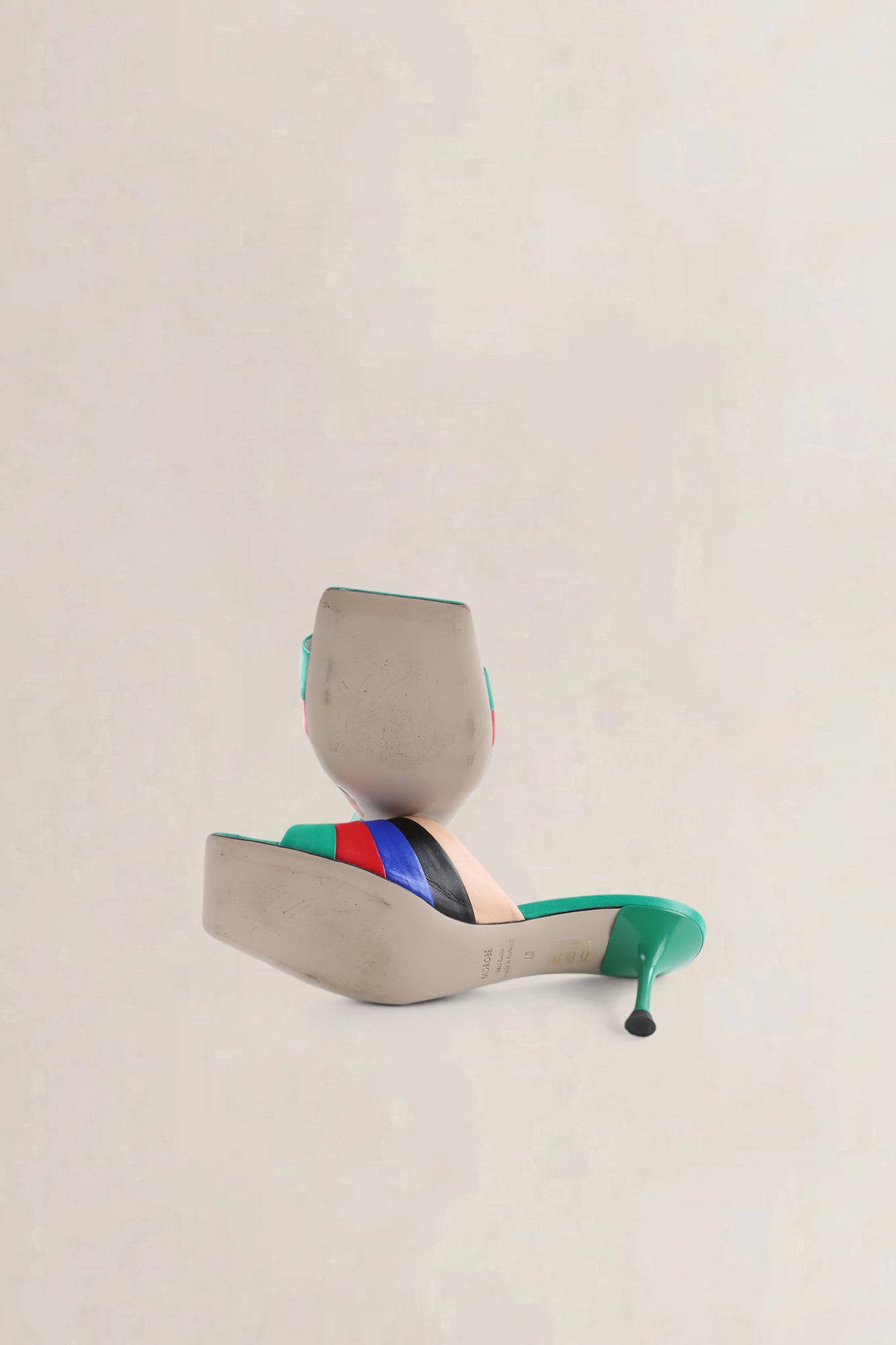 Morobé Multicolor Striped Leather Mule Sandals
