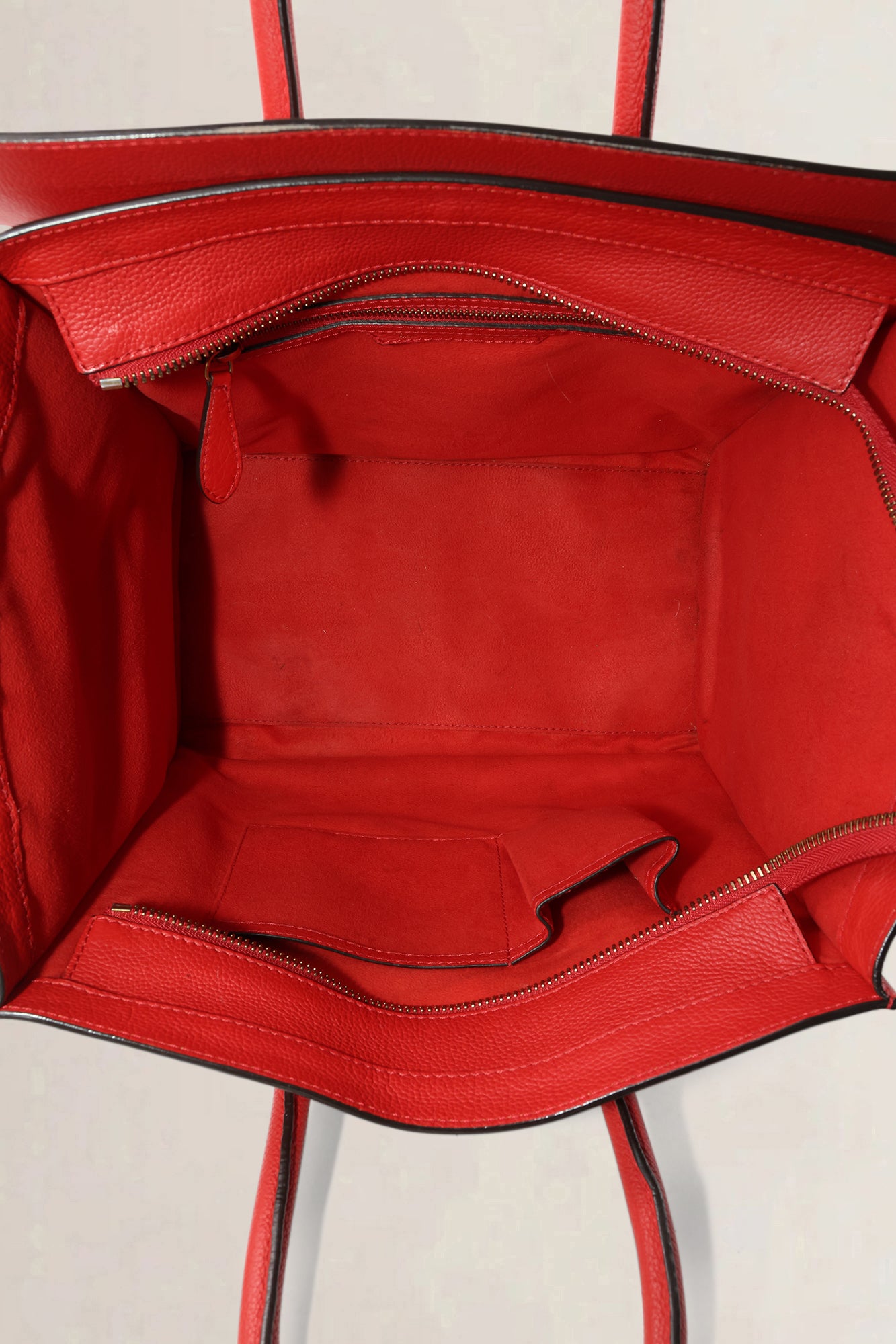 Céline Red Leather Micro Luggage Travel Top Handle Bag