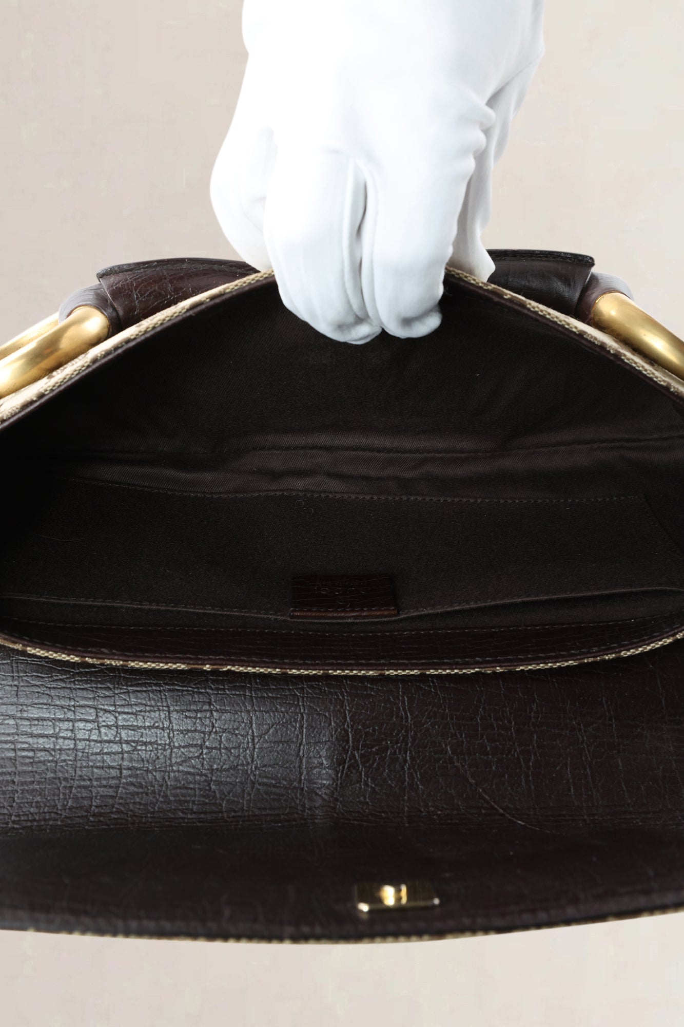 Gucci Brown GG Monogram Canvas Horsebit Shoulder Bag