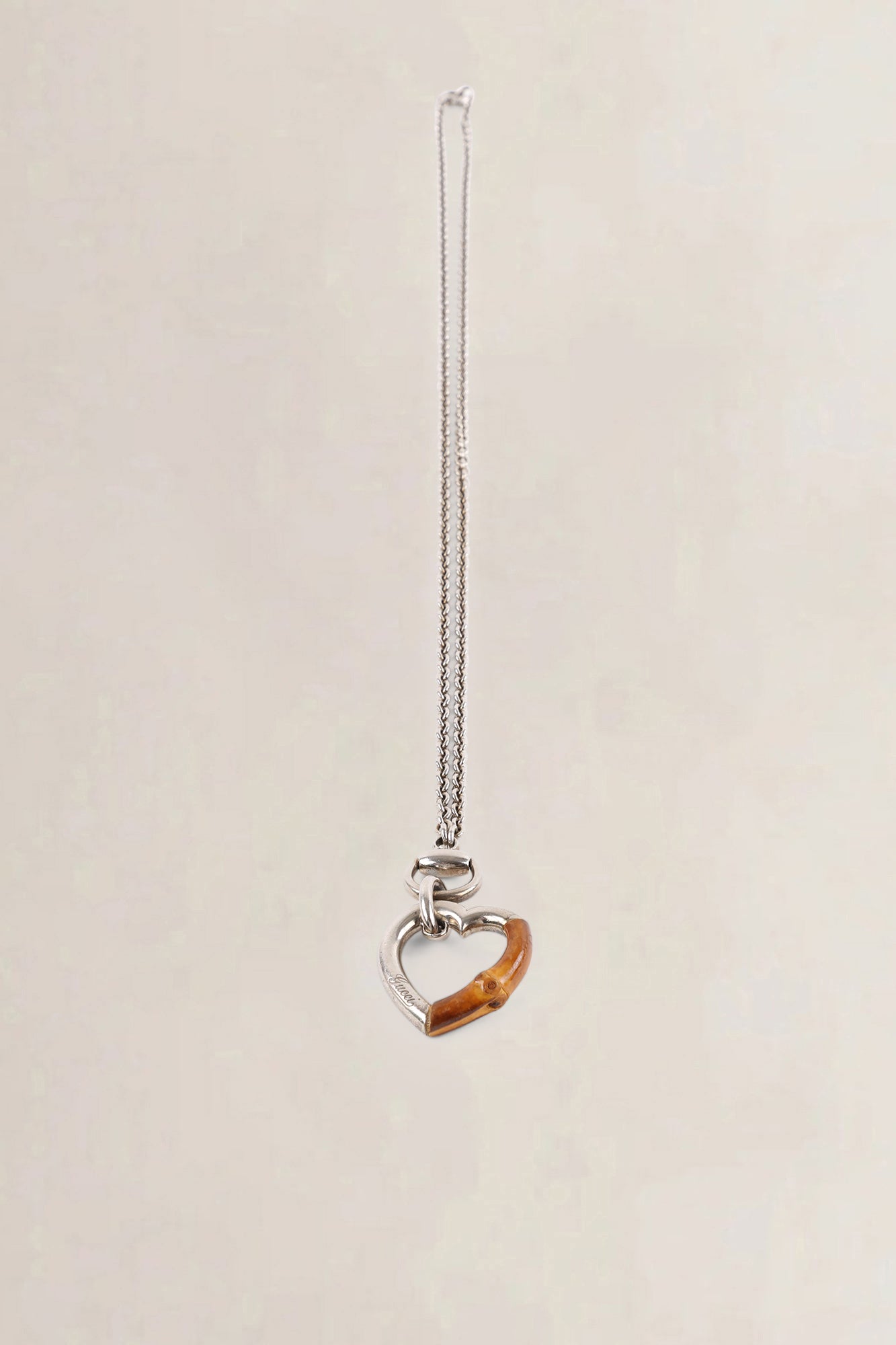 Gucci Silver Heart Bamboo Pendant Necklace — vintage