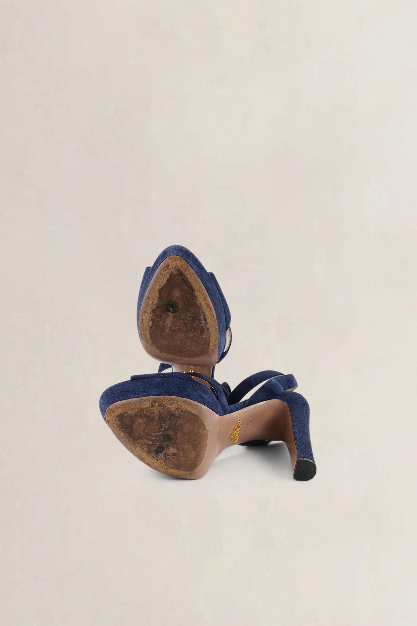 Prada Dark Blue Suede Platform Pumps — preloved