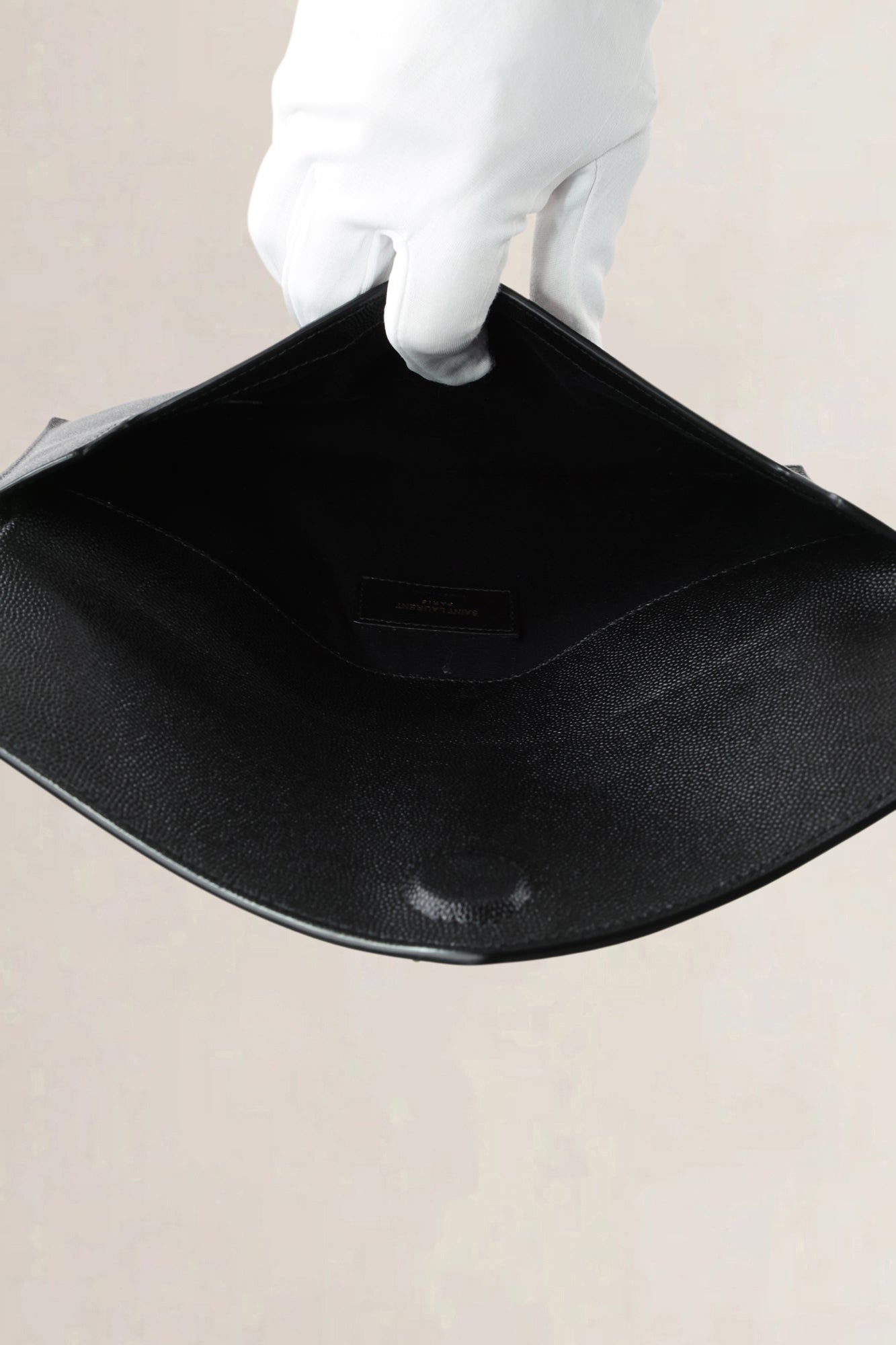 YSL Black Grained Calfskin Uptown Clutch
