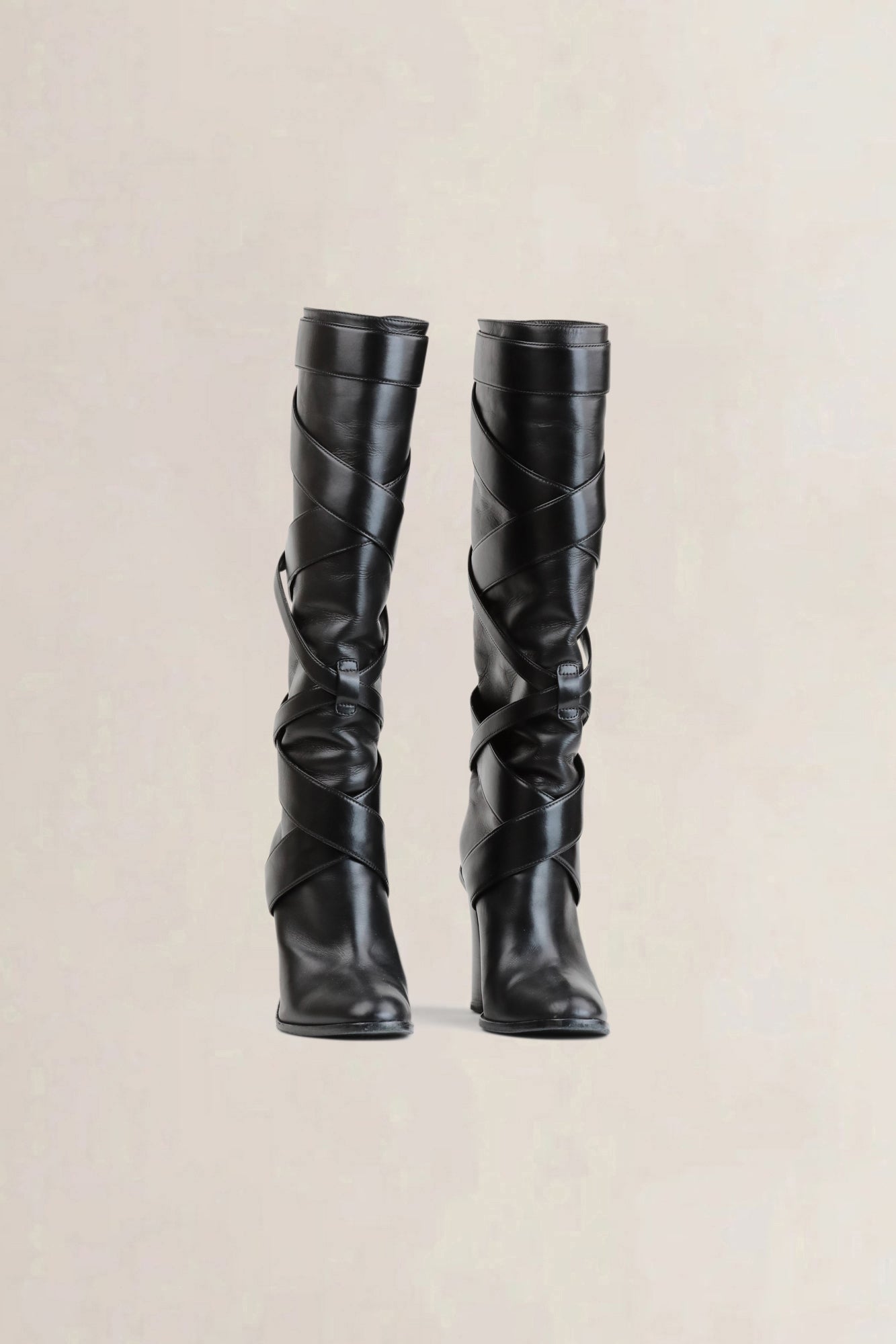 Black Calfskin Knee Boots