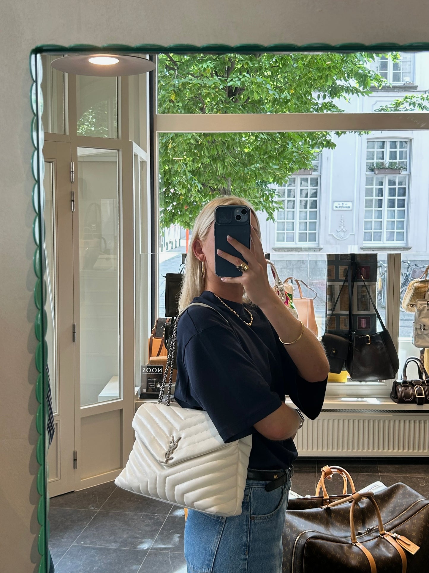 White Loulou Medium Crossbody Bag