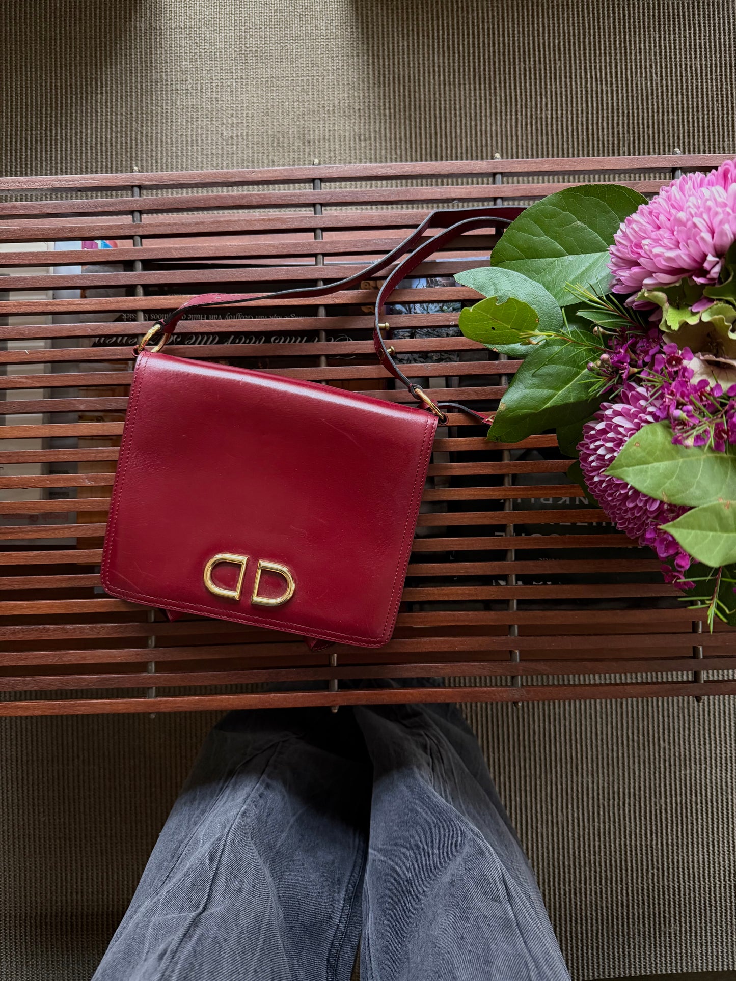 Delvaux Burgundy Camargue Shoulder Bag