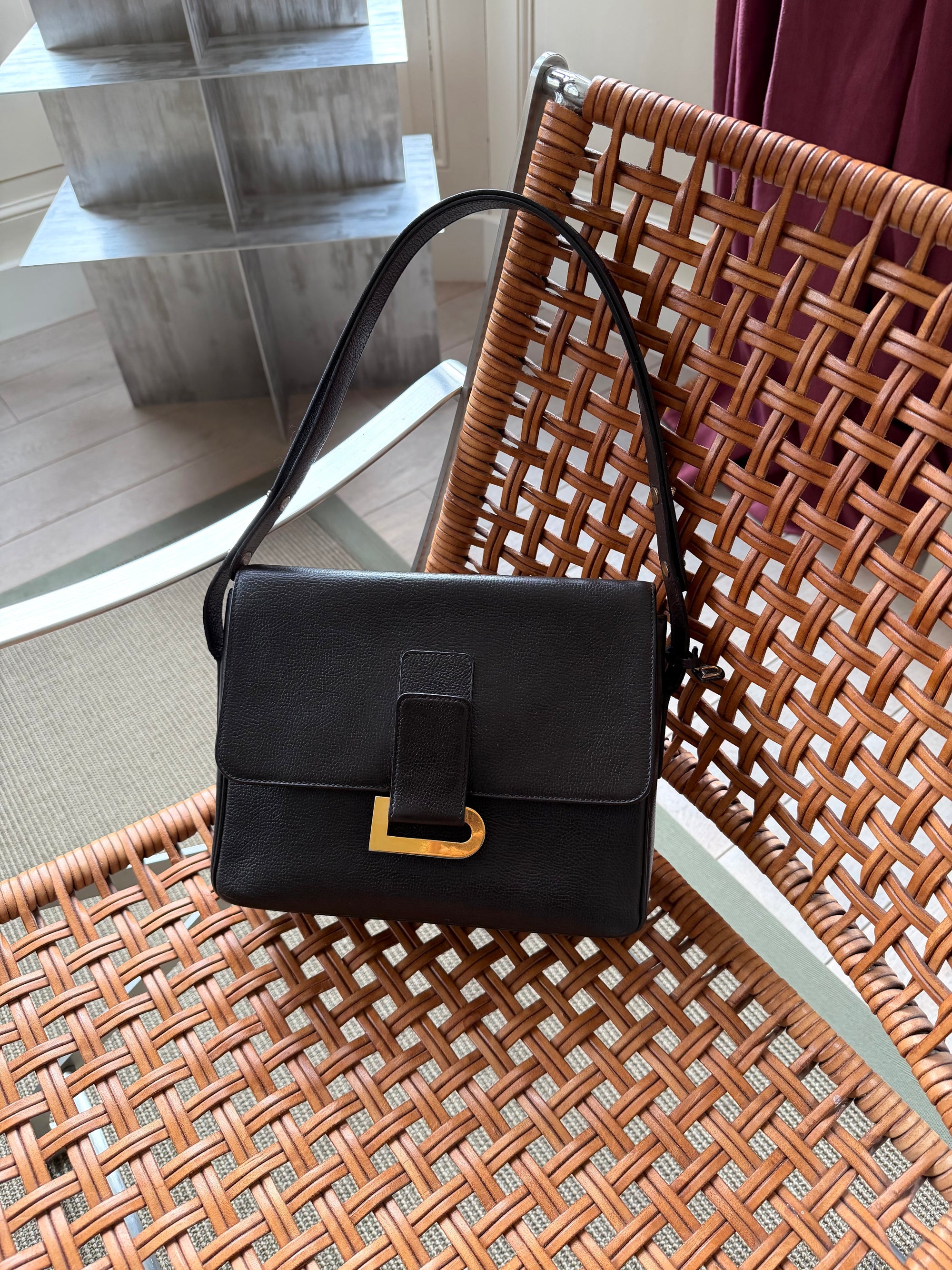 Delvaux Dark Brown Poirier Crossbody Bag