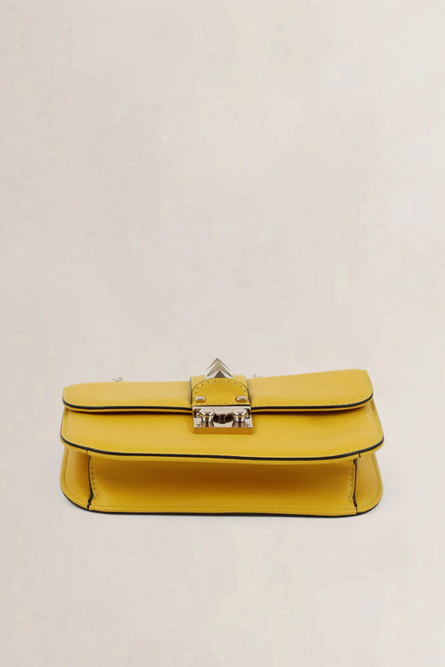 Valentino Garavani Yellow Glam Lock Rockstud Crossbody Bag