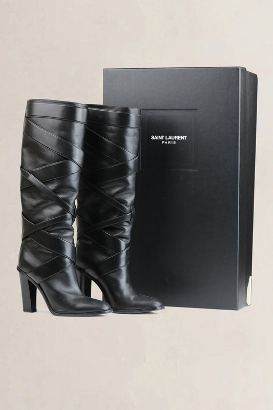 Black Calfskin Knee Boots