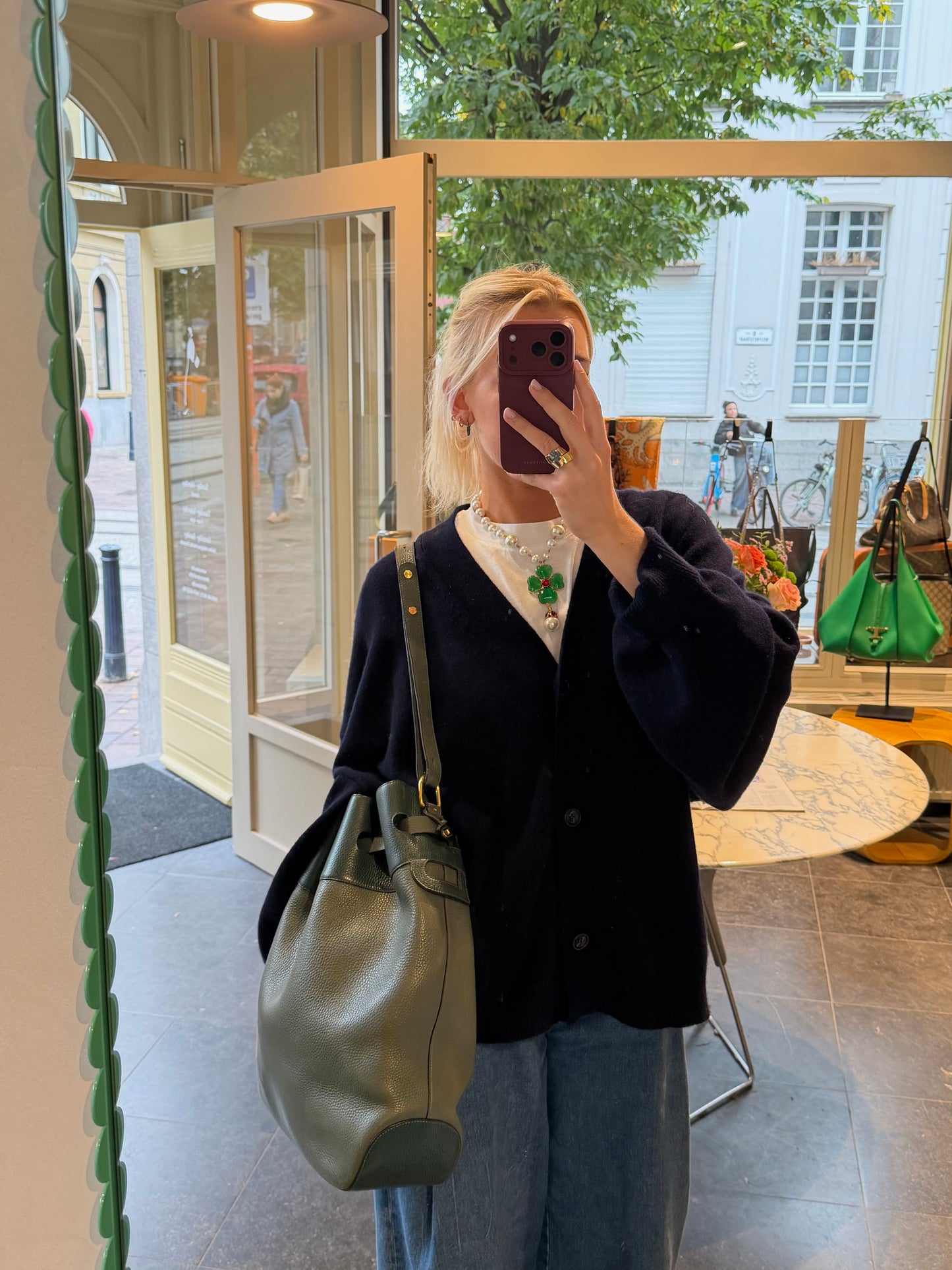 Delvaux Green/Khaki Cattogan Trotteur Shoulder Bag