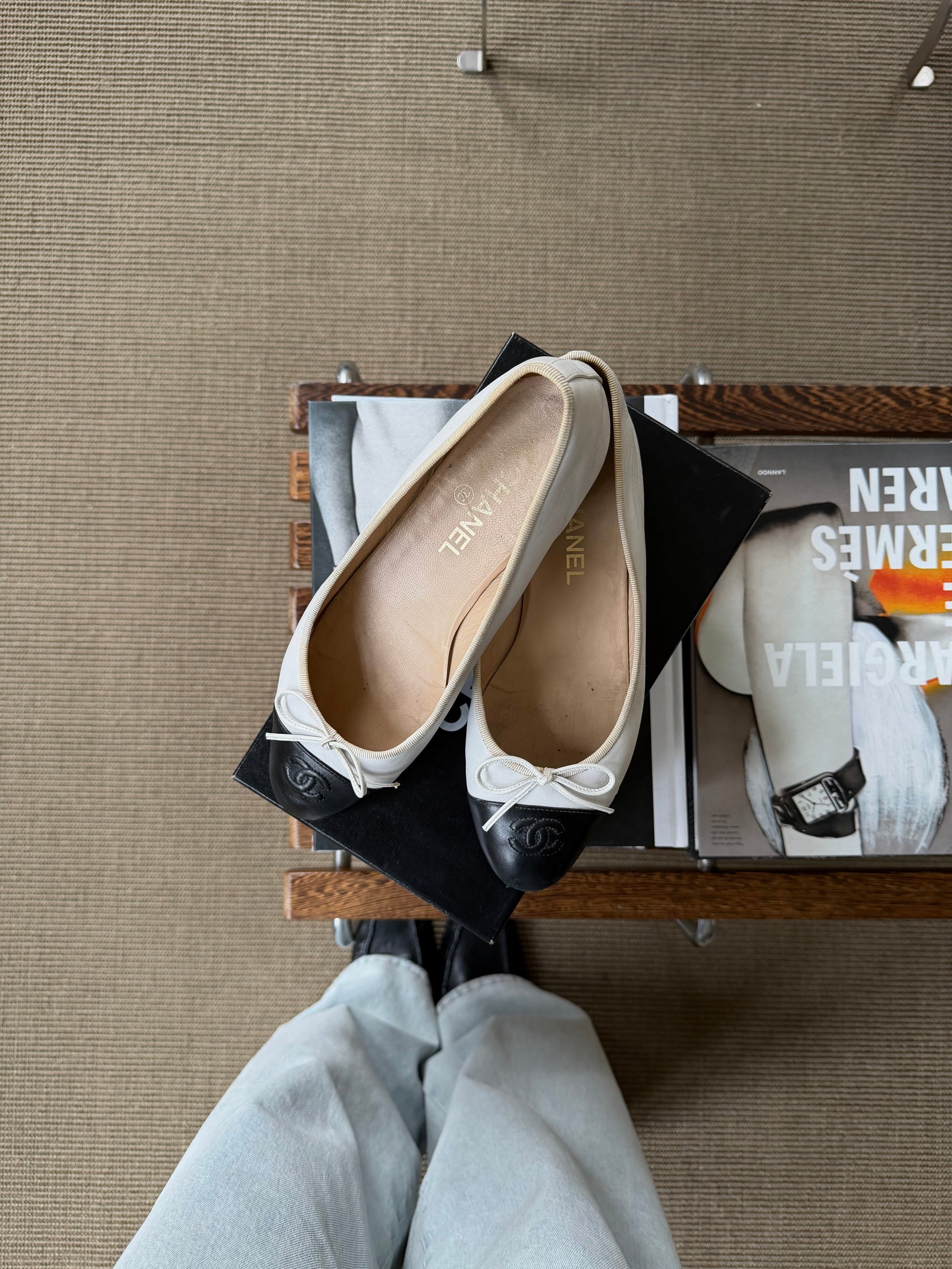 Chanel Black/White Ballet Flats