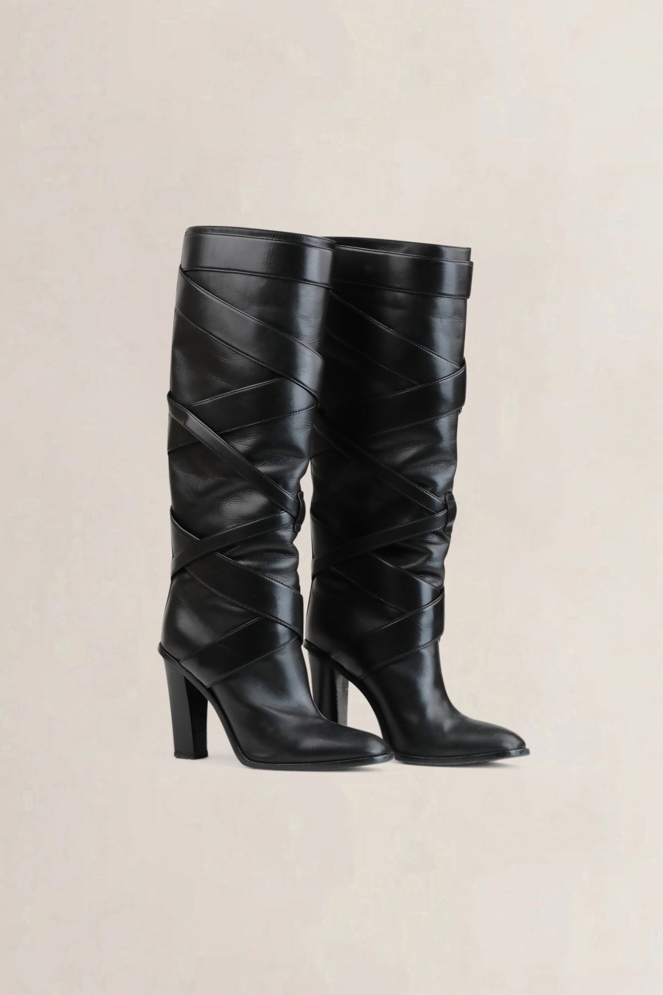 Black Calfskin Knee Boots