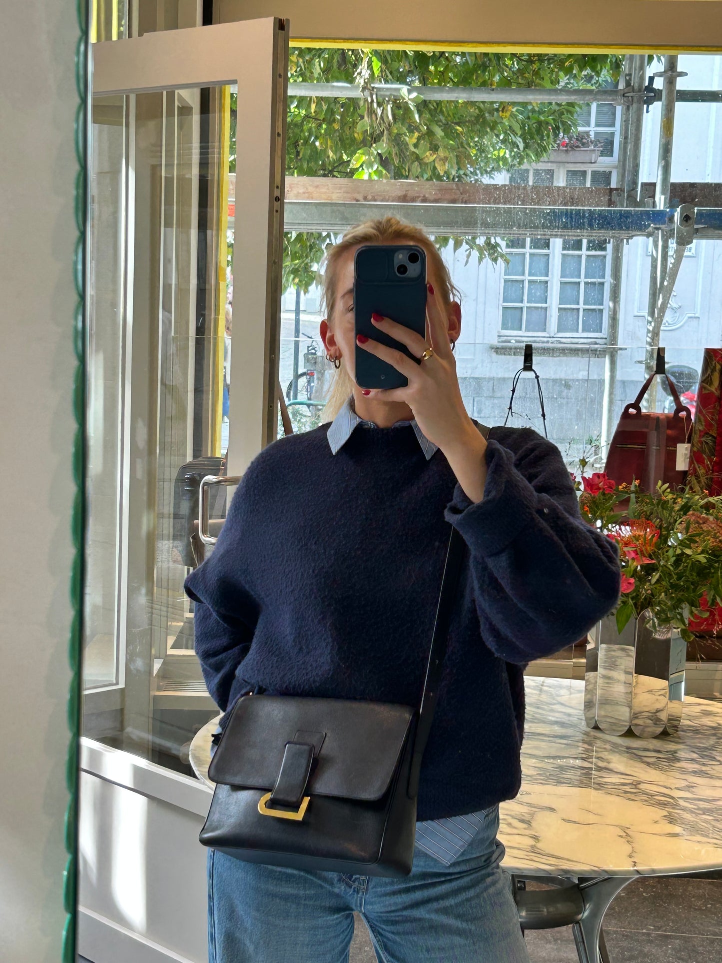 Sac bandoulière Poirier bleu marine Delvaux