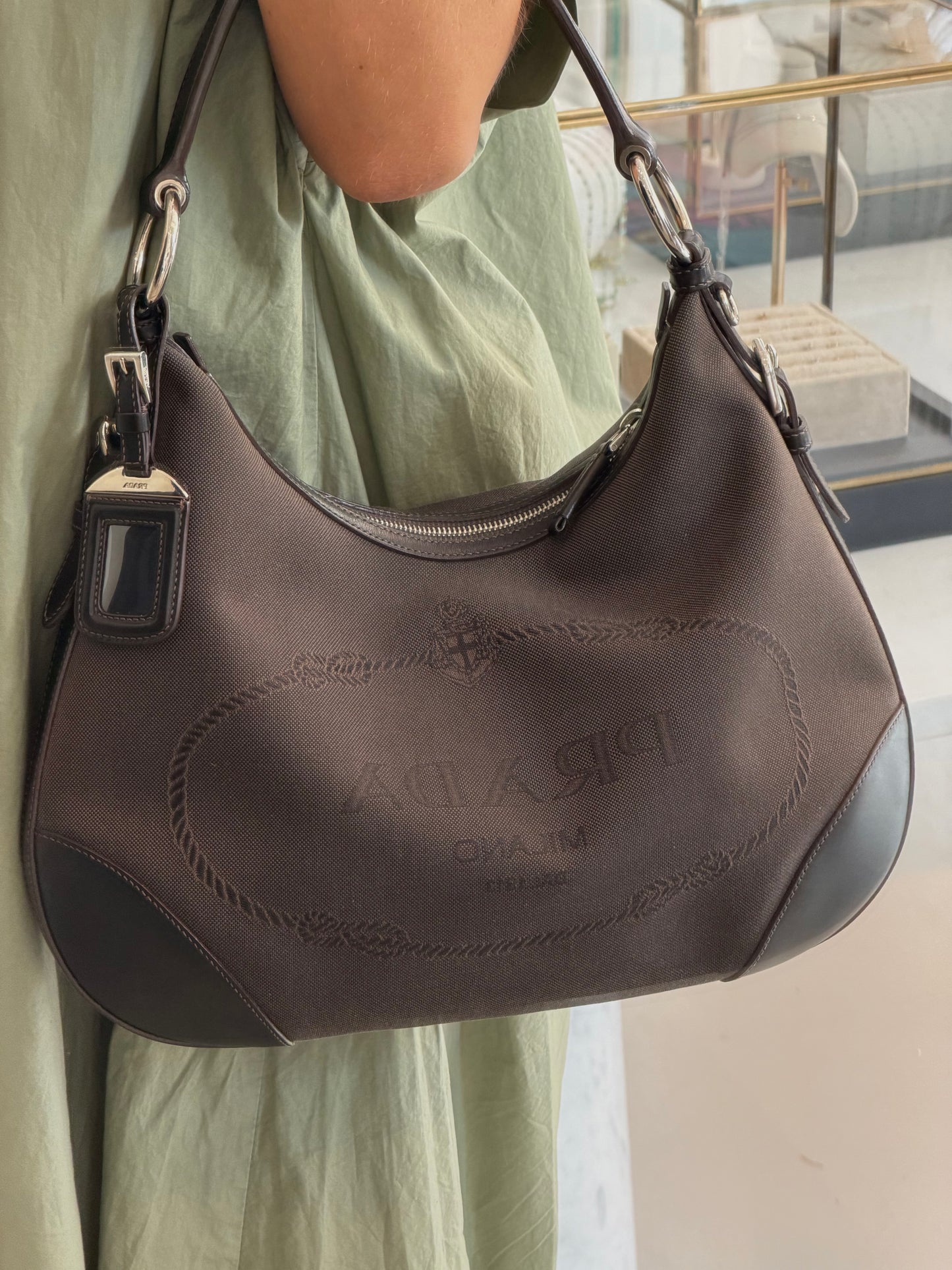 Prada Black Jacquard Shoulder Bag