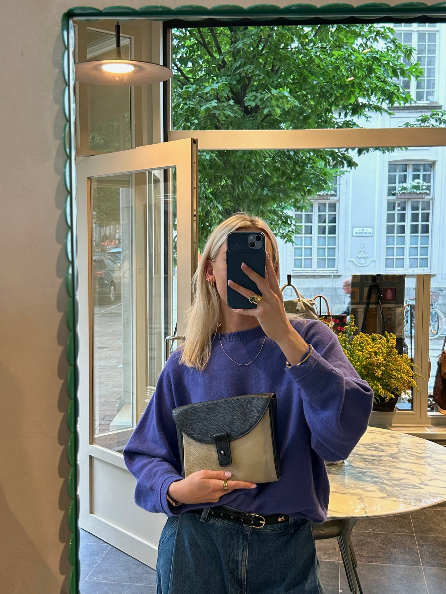 Black/Beige Flocon Clutch