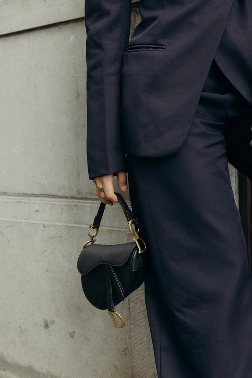 Christian Dior Zwarte leren mini-zadeltas