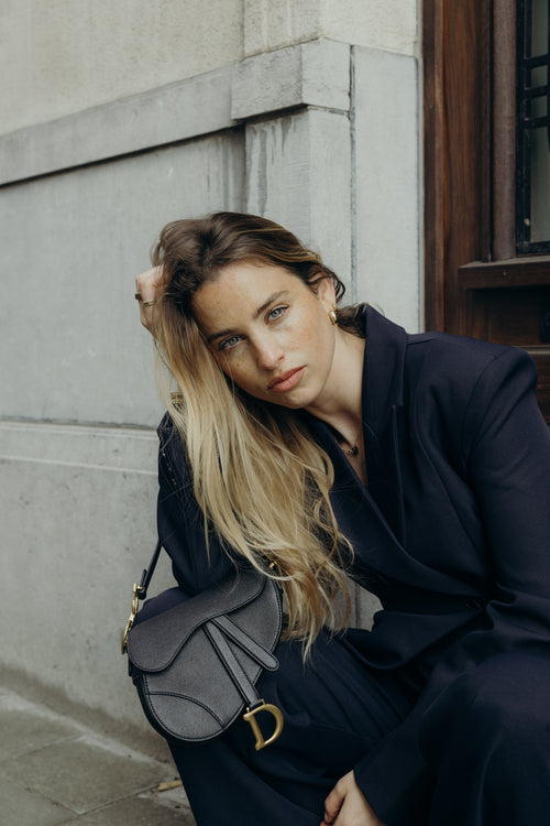 Christian Dior Zwarte leren mini-zadeltas