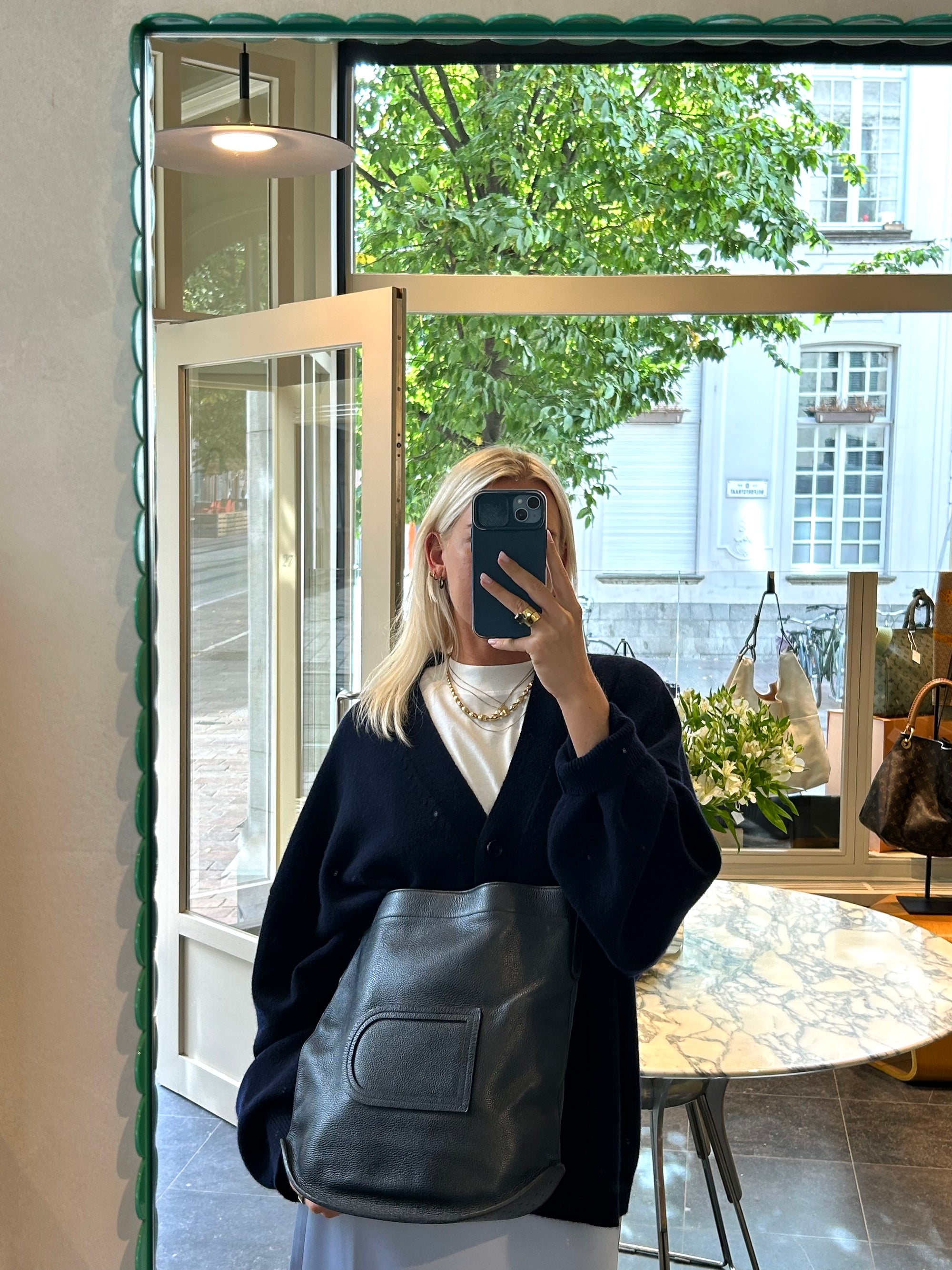 Delvaux Navy Blue Le Pin Crossbody Bag