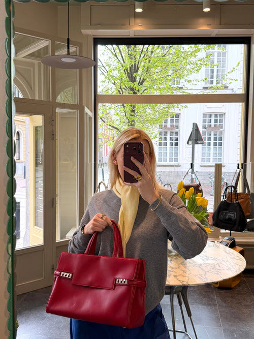 Delvaux Red Tempête Business Top Handle Bag