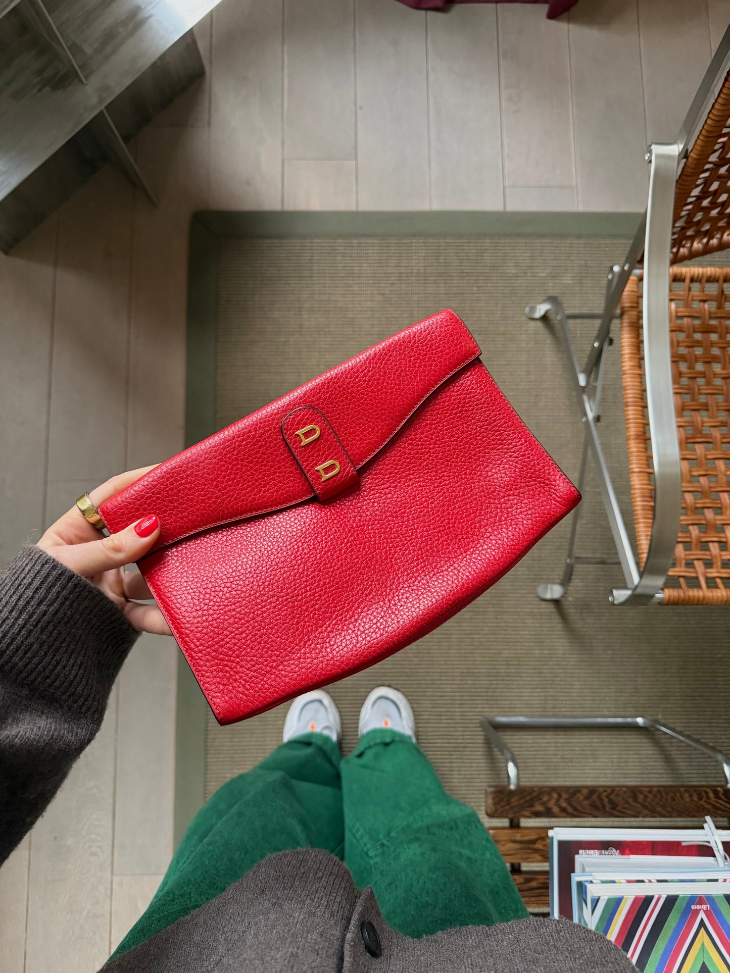 Delvaux Red Leather Clutch