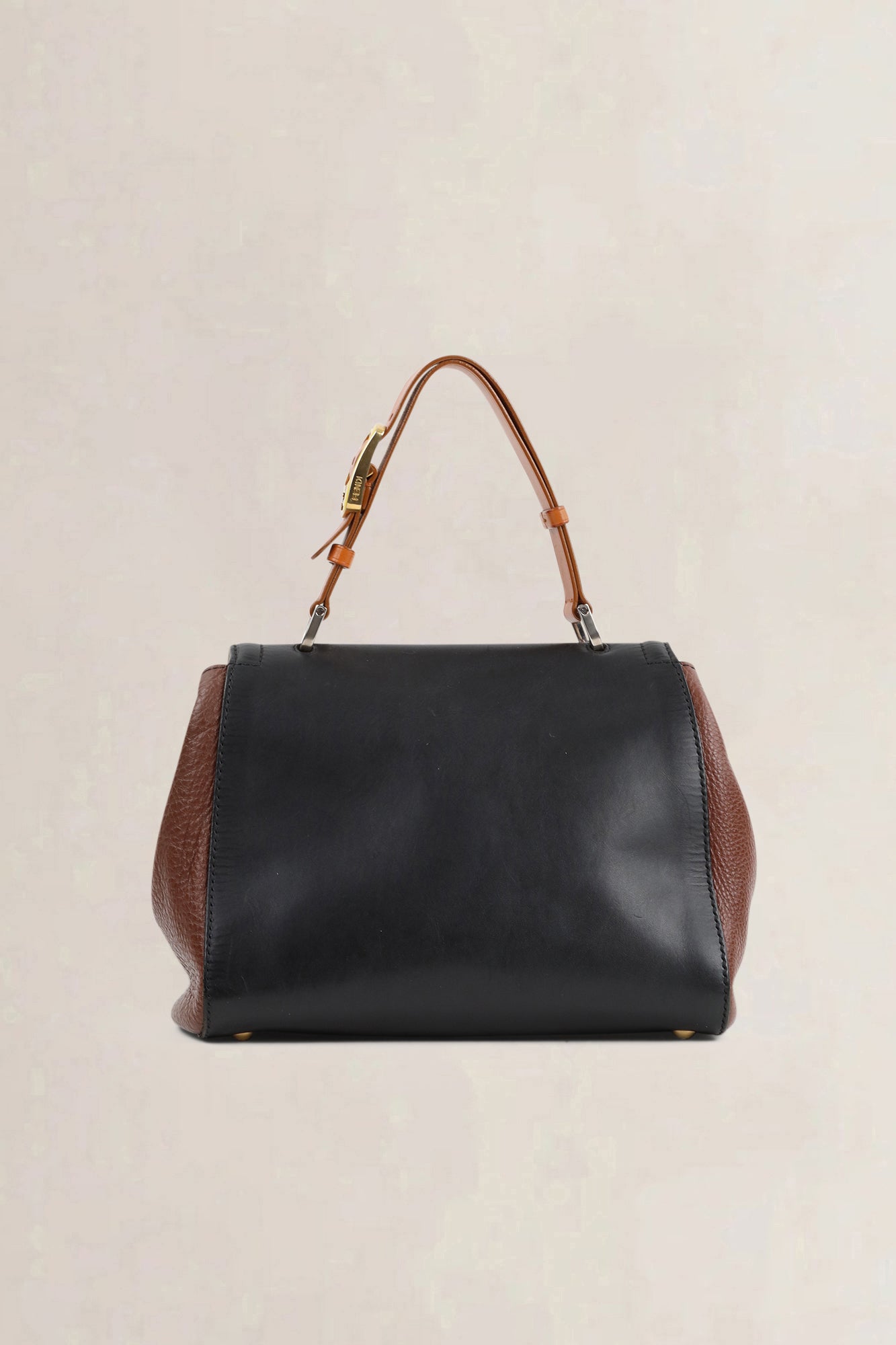 Fendi Black/Brown Silvana Top Handle Bag