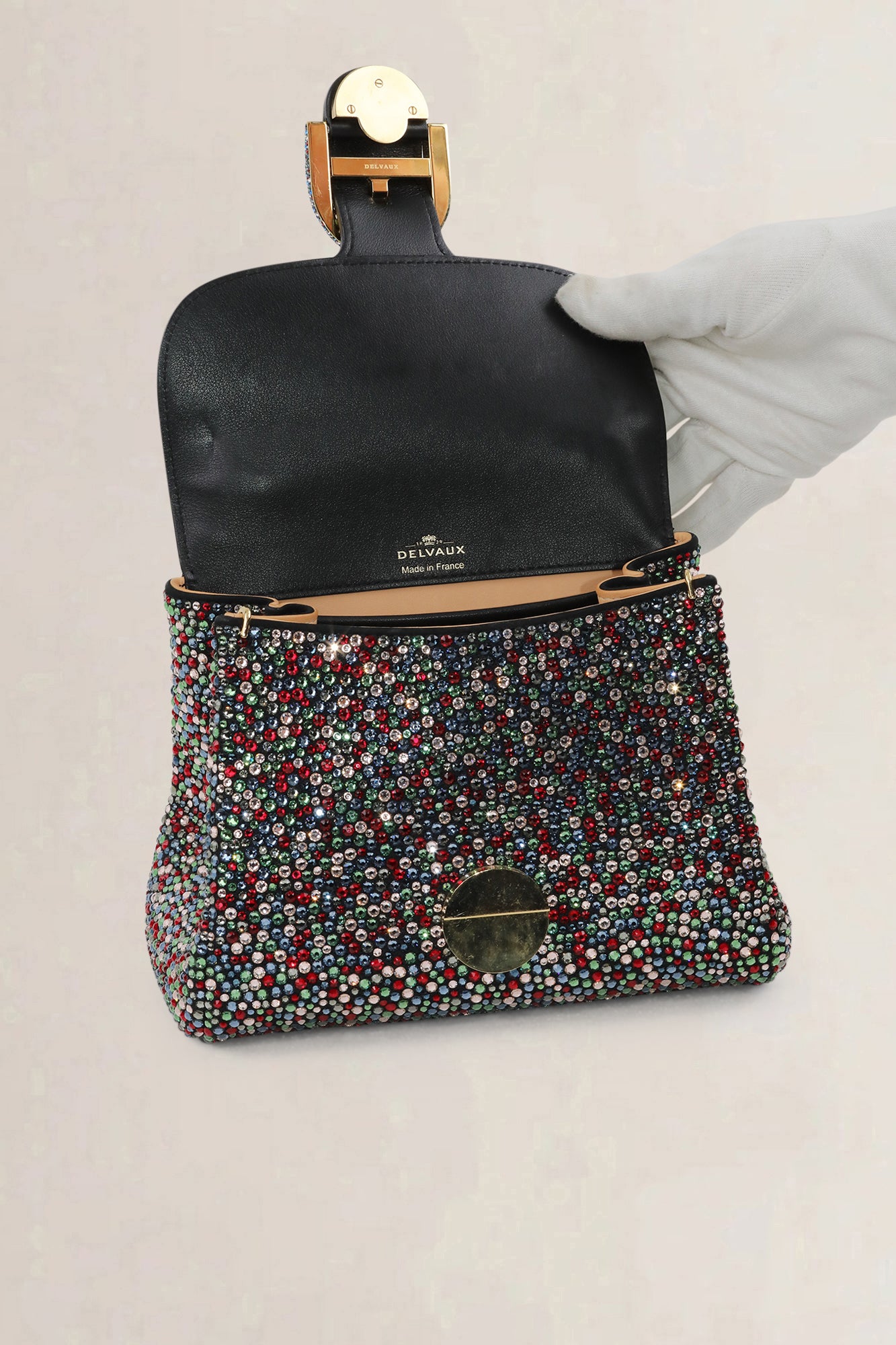 Delvaux Brillant Black Mini Crystal Multicolor Limited Edition Crossbody Bag