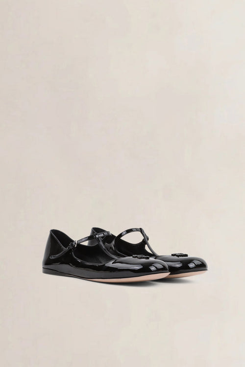 Miu Miu Black Patent Leather Ballet Flats