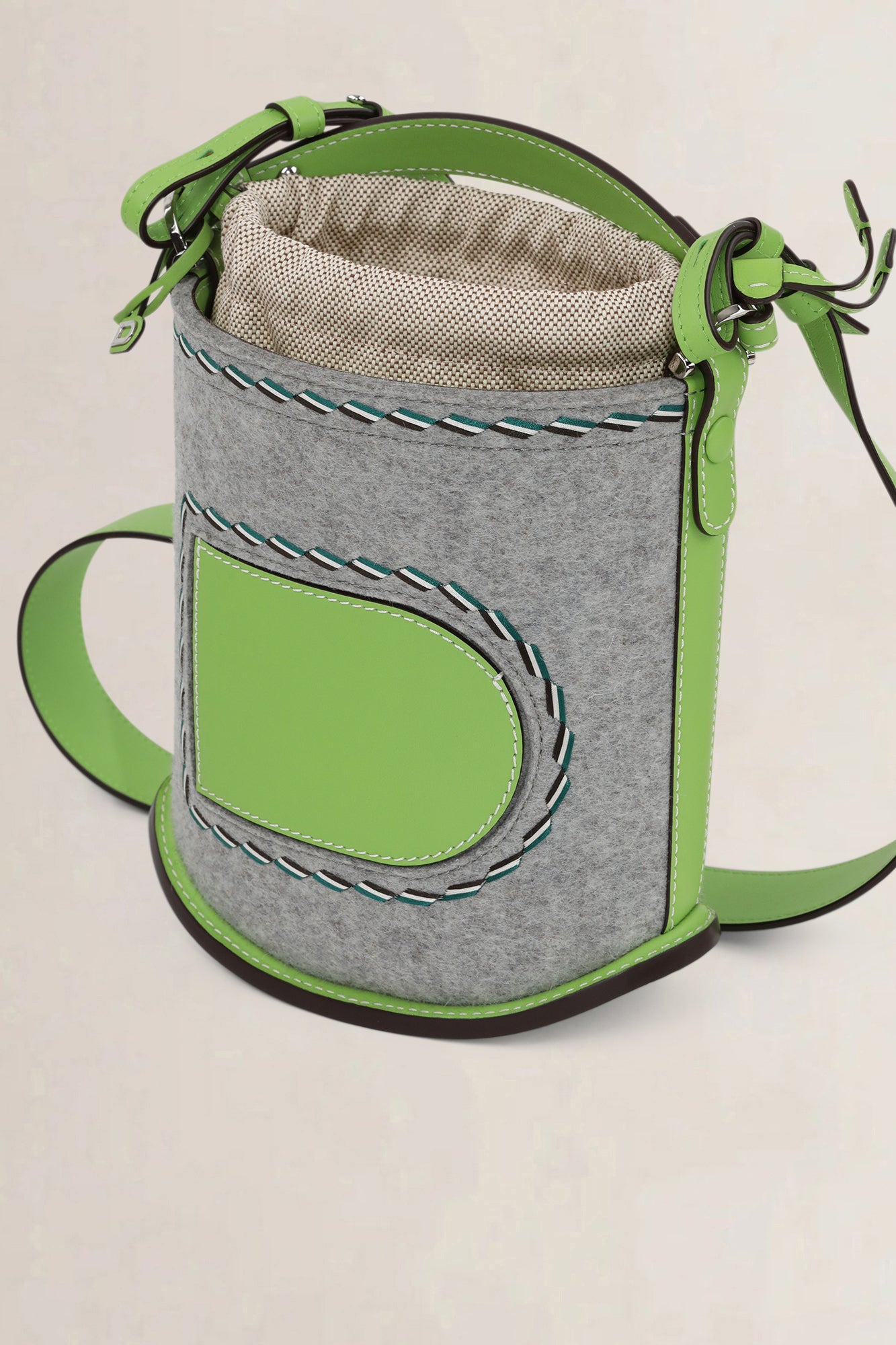 Delvaux Green Felt Pin Bucket Bag