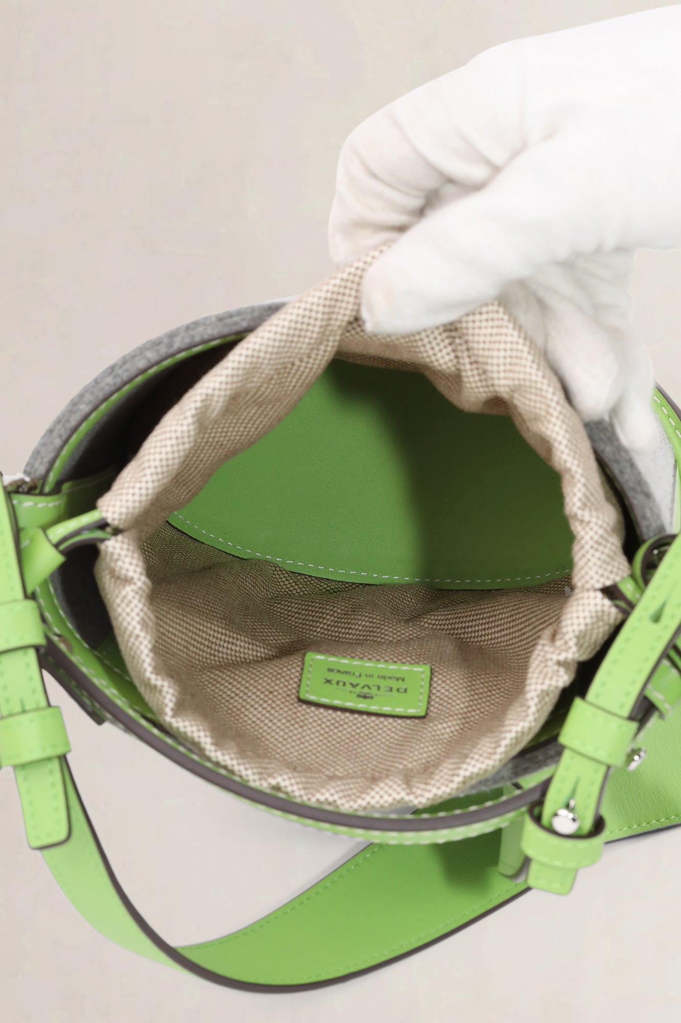 Delvaux Green Felt Pin Bucket Bag