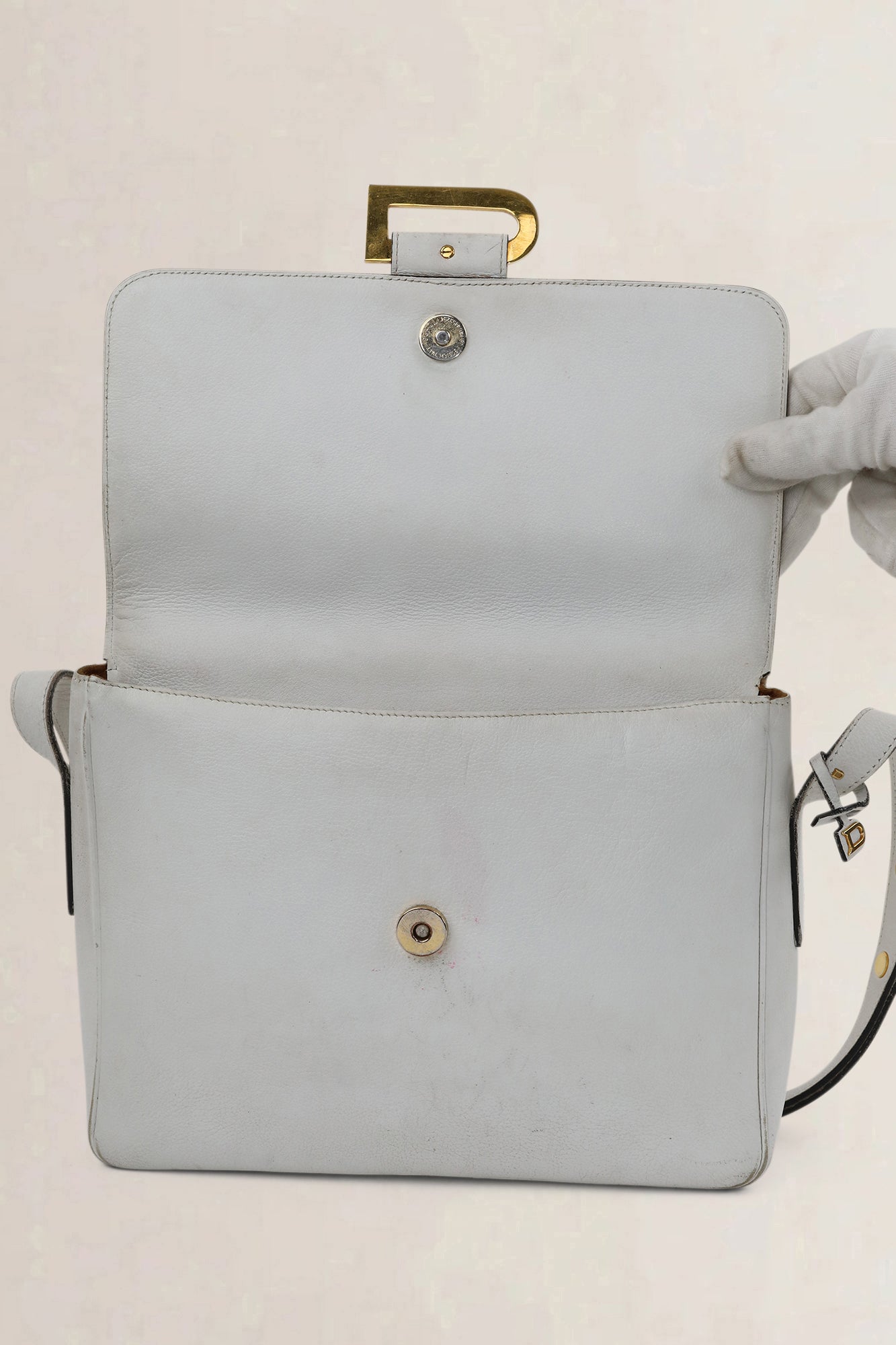 Delvaux White Leather Poirier Crossbody Bag