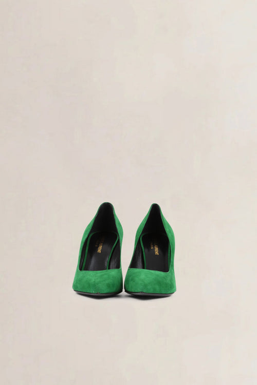 Saint Laurent Green Anja Suède Pumps