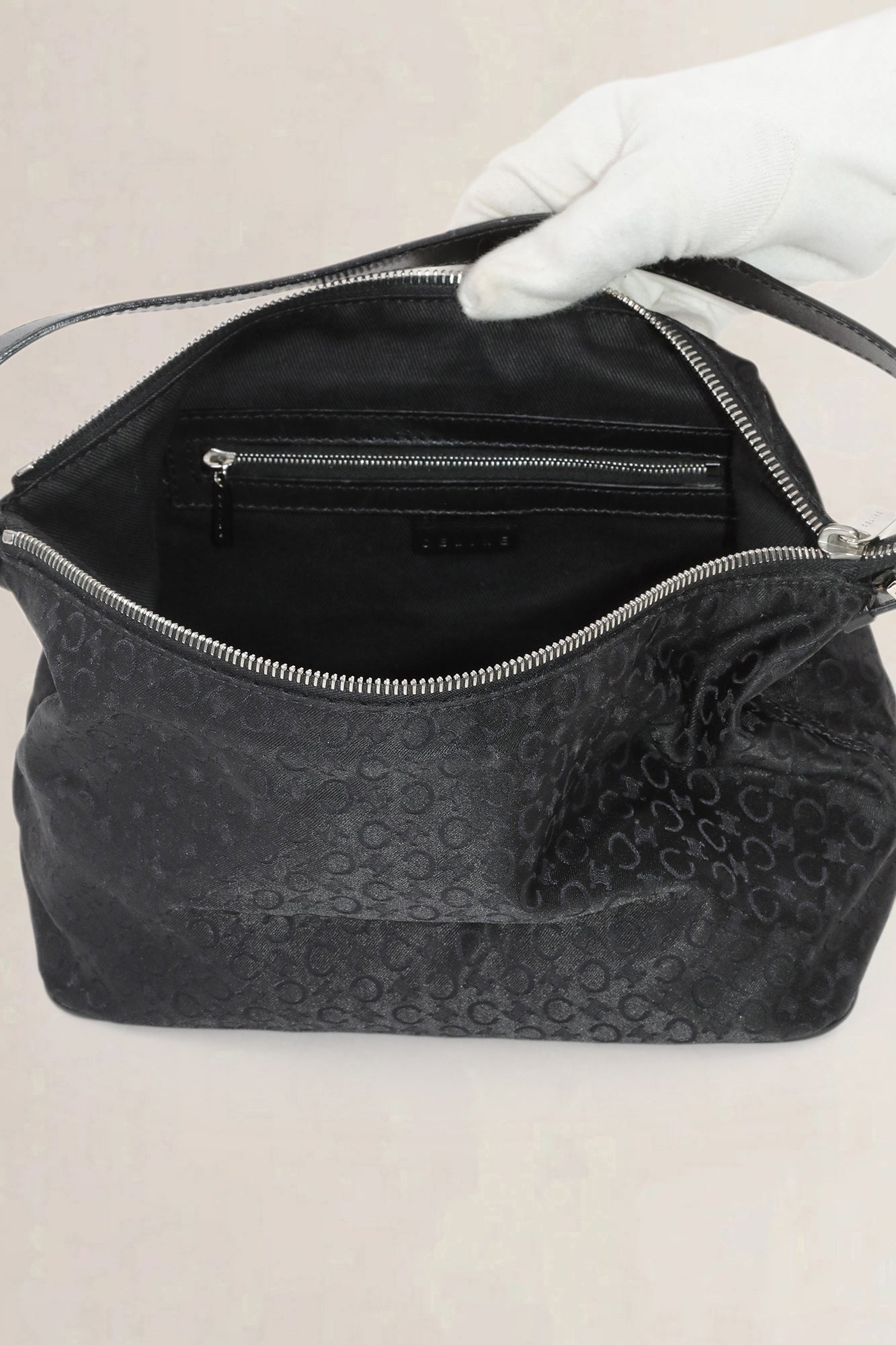 Céline Black Fabric Monogram Shoulder Bag