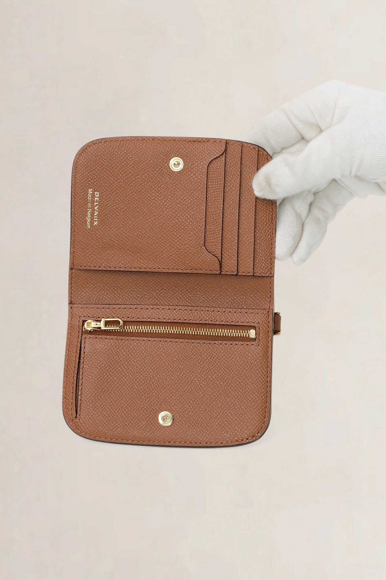 Delvaux Tan Compact Vagabond Wallet