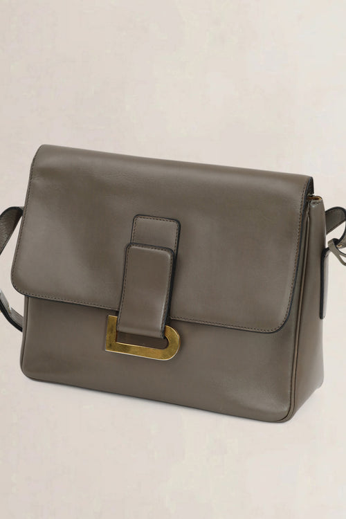 Delvaux Grey Leather Poirier Crossbody Bag