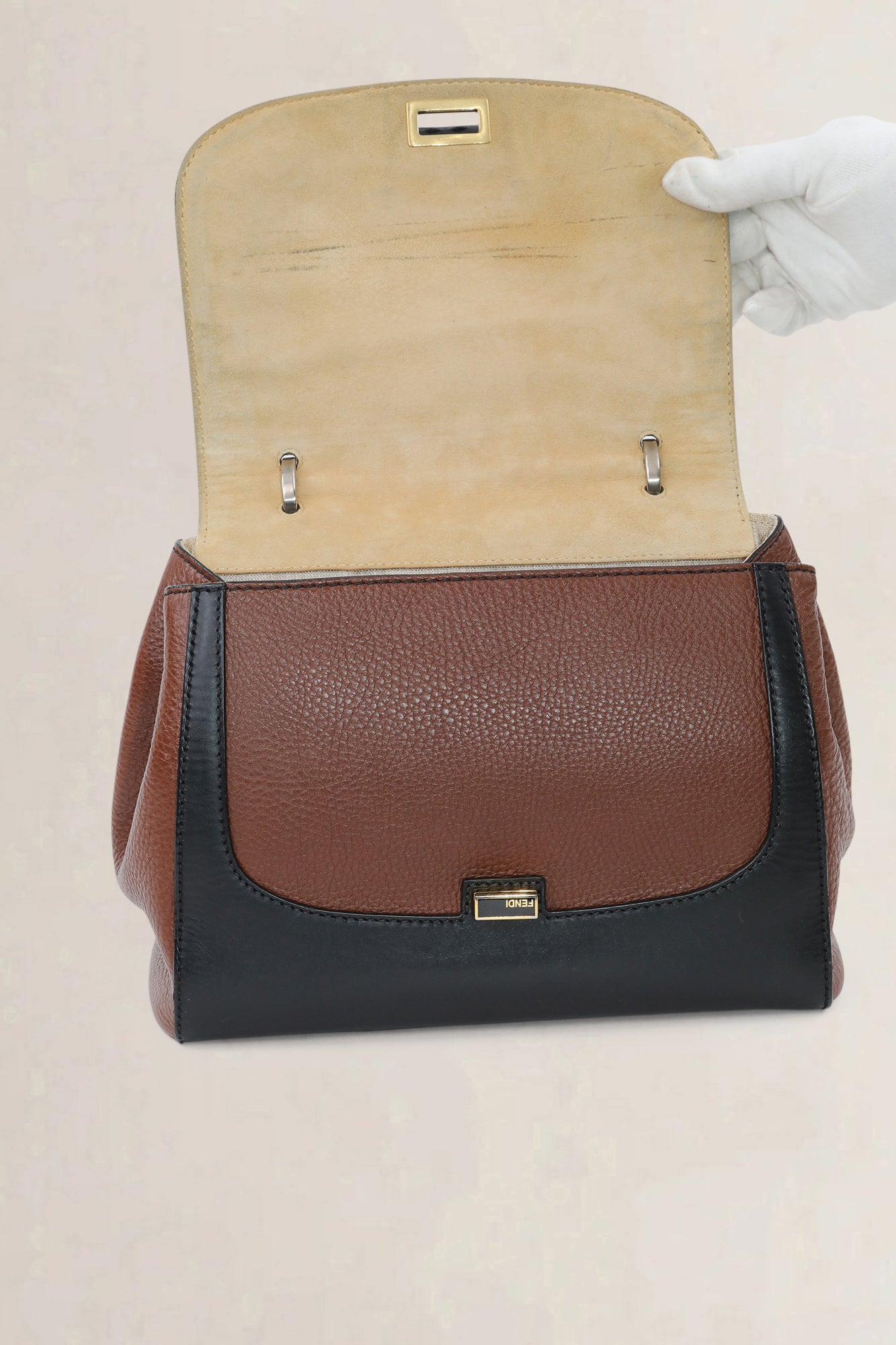 Fendi Black/Brown Silvana Top Handle Bag
