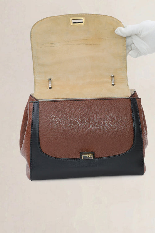 Fendi Black/Brown Silvana Top Handle Bag