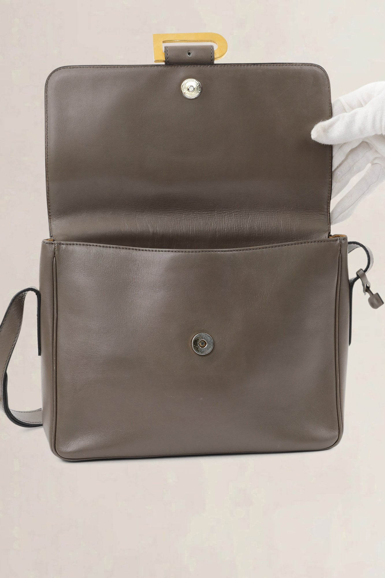 Delvaux Grey Leather Poirier Crossbody Bag