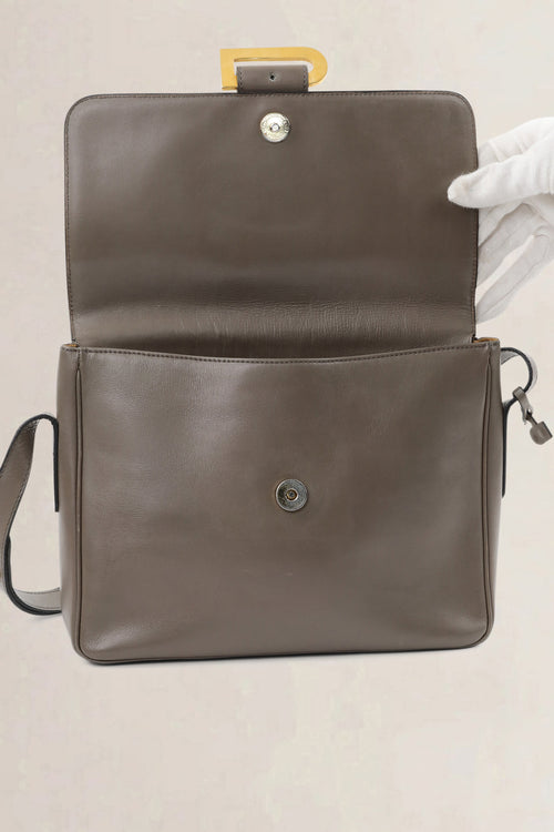 Delvaux Grey Leather Poirier Crossbody Bag