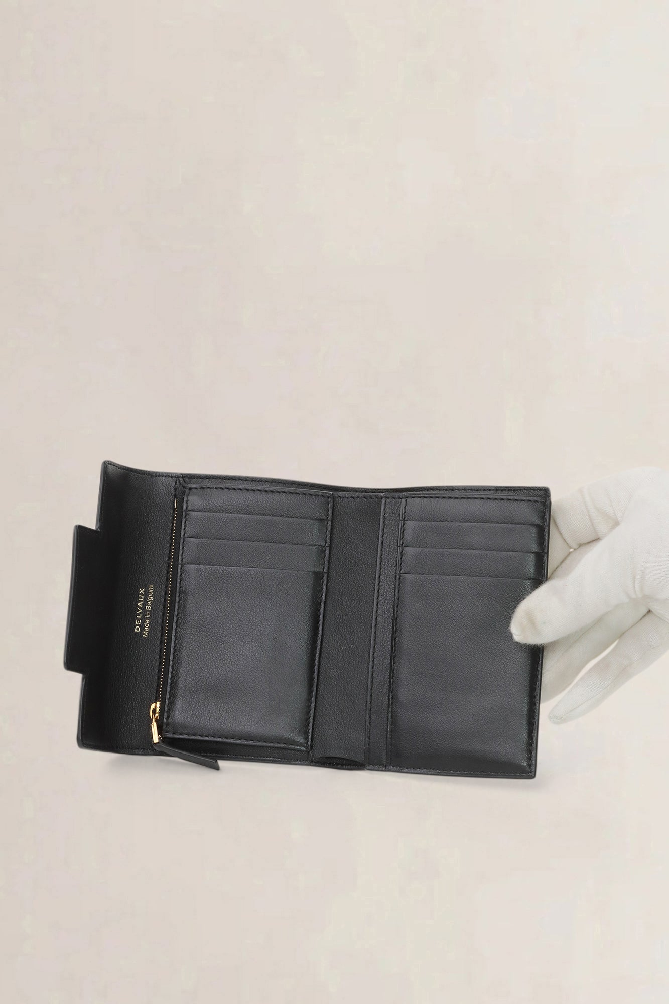 Delvaux Black Tempête Compact Leather Wallet