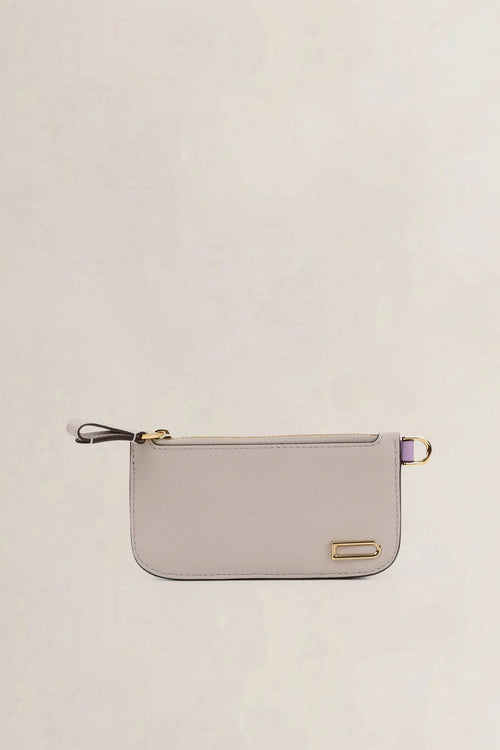 Delvaux White/Purple Leather Vagabond Zipped Cardholder