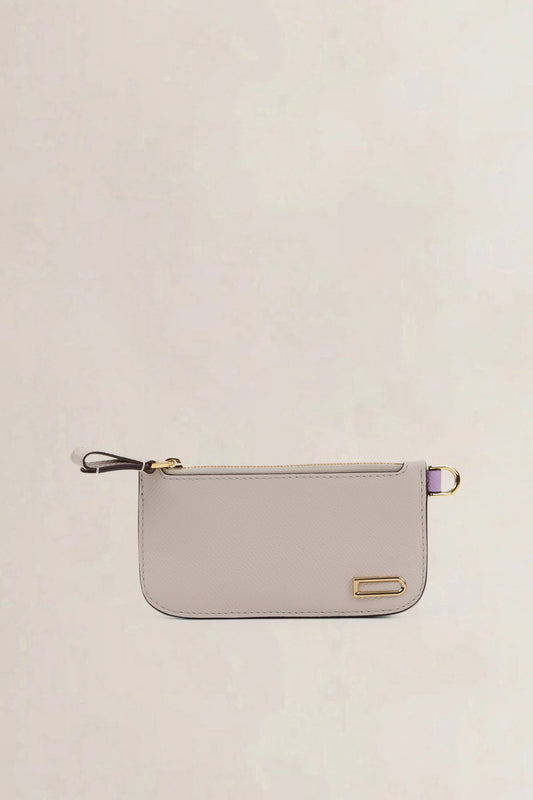 Delvaux White/Purple Leather Vagabond Zipped Cardholder