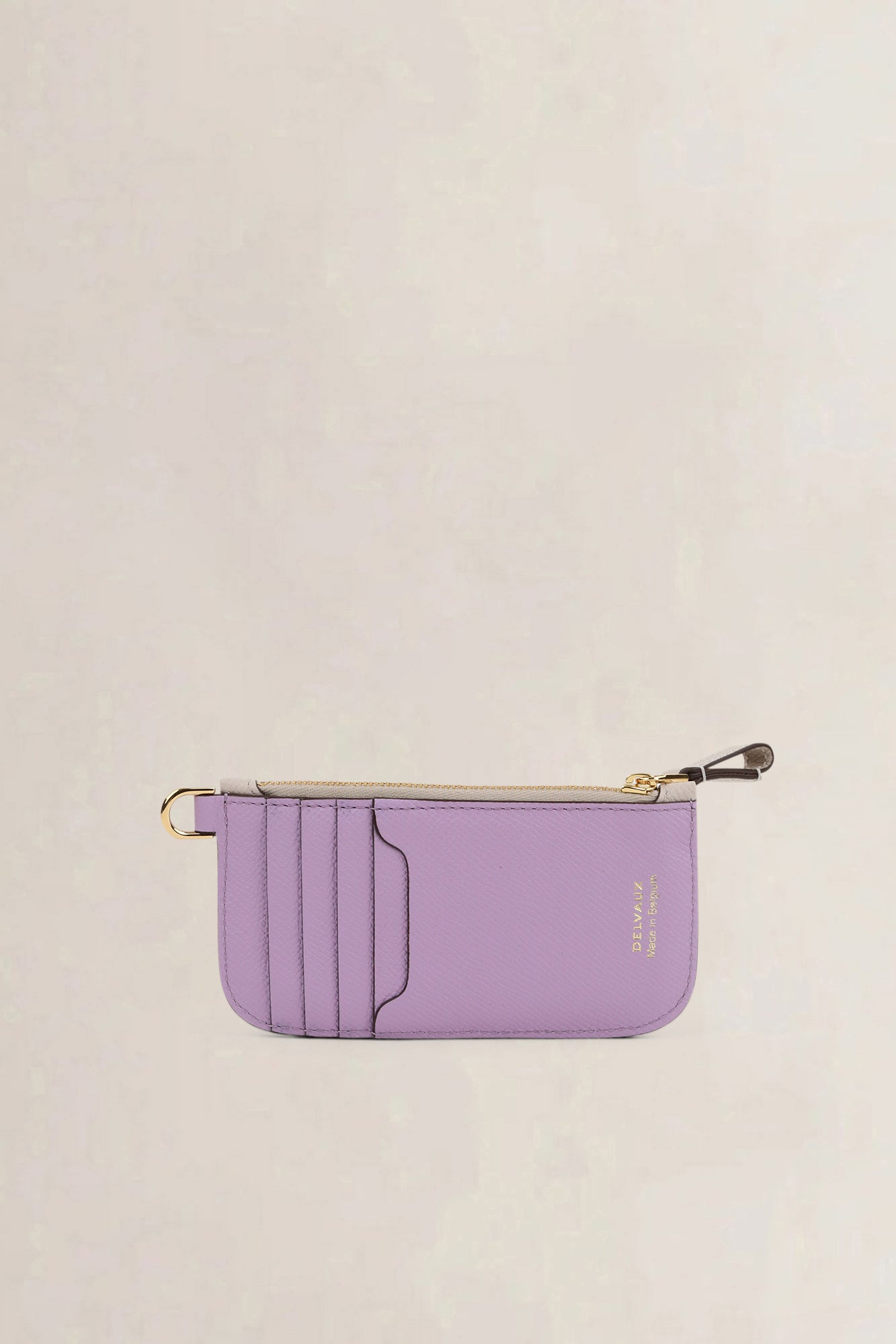 Delvaux White/Purple Leather Vagabond Zipped Cardholder
