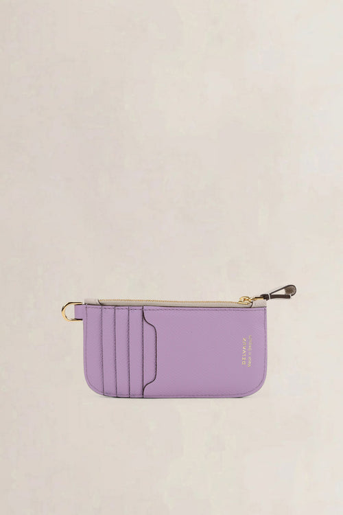 Delvaux White/Purple Leather Vagabond Zipped Cardholder
