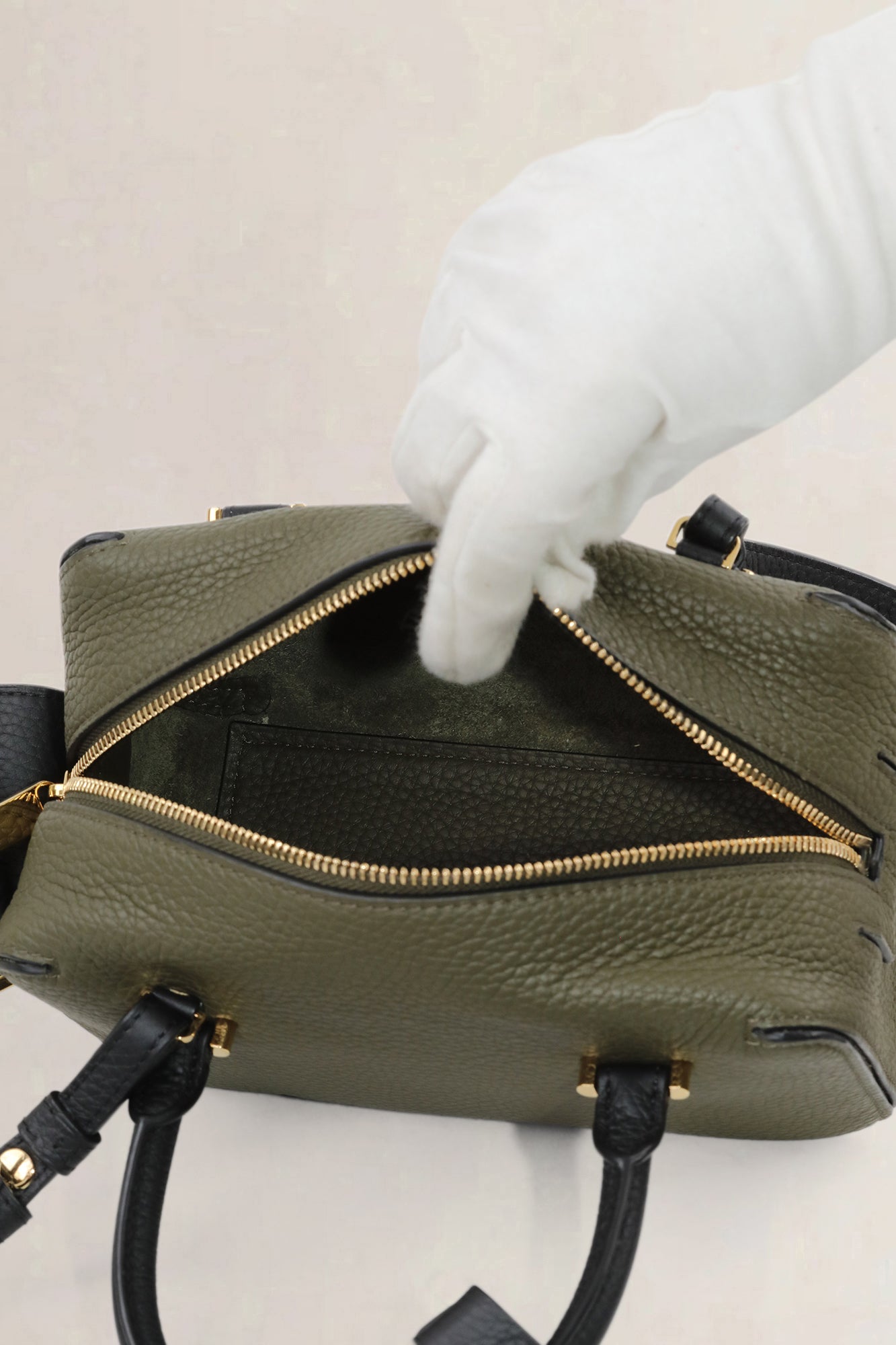 Delvaux Khaki/Black Coolbox Mini Crossbody Bag