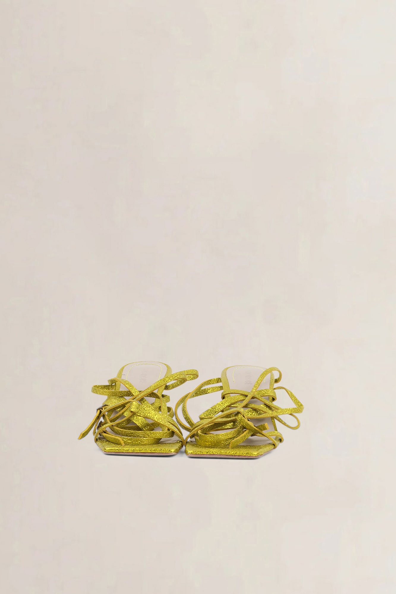 Morobé Green Metallic Lace Sandals